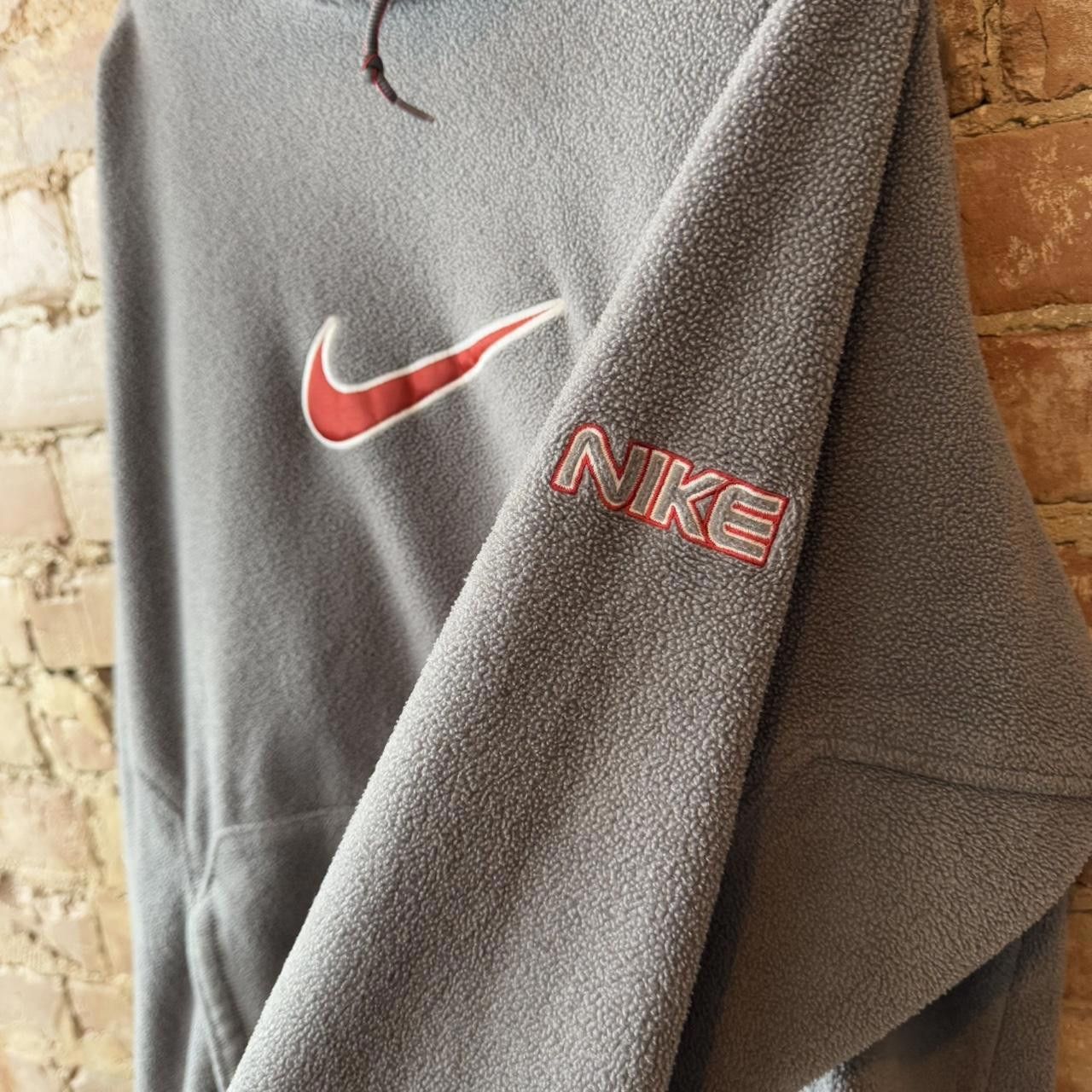 Nike Nike Men's Fleece Hoodie - Gray with Red Accents Size US L / EU 52-54 / 3 - 4 Thumbnail