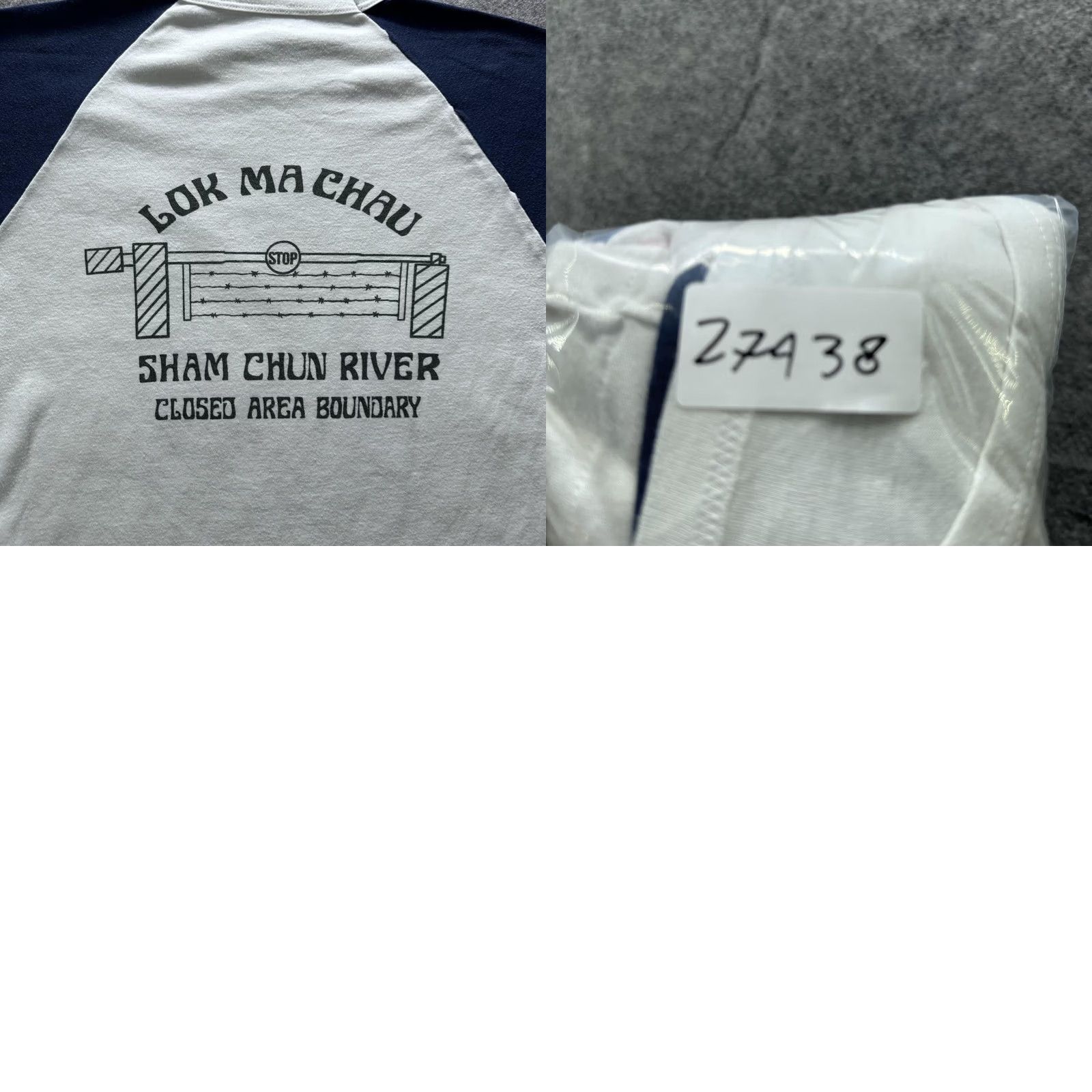 Vintage VINTAGE Lok Ma Chau Sham Chun River Hong Kong Shirt Mens Medium White Raglan Size US M / EU 48-50 / 2 - 8 Thumbnail