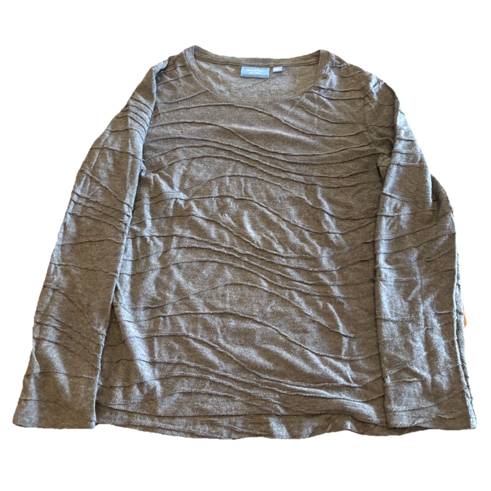 Vintage VINTAGE Simply Vera Wang Gray Textured Long Sleeve Floral T Shirt Top M Womens Size M / US 6-8 / IT 42-44 - 2 Thumbnail