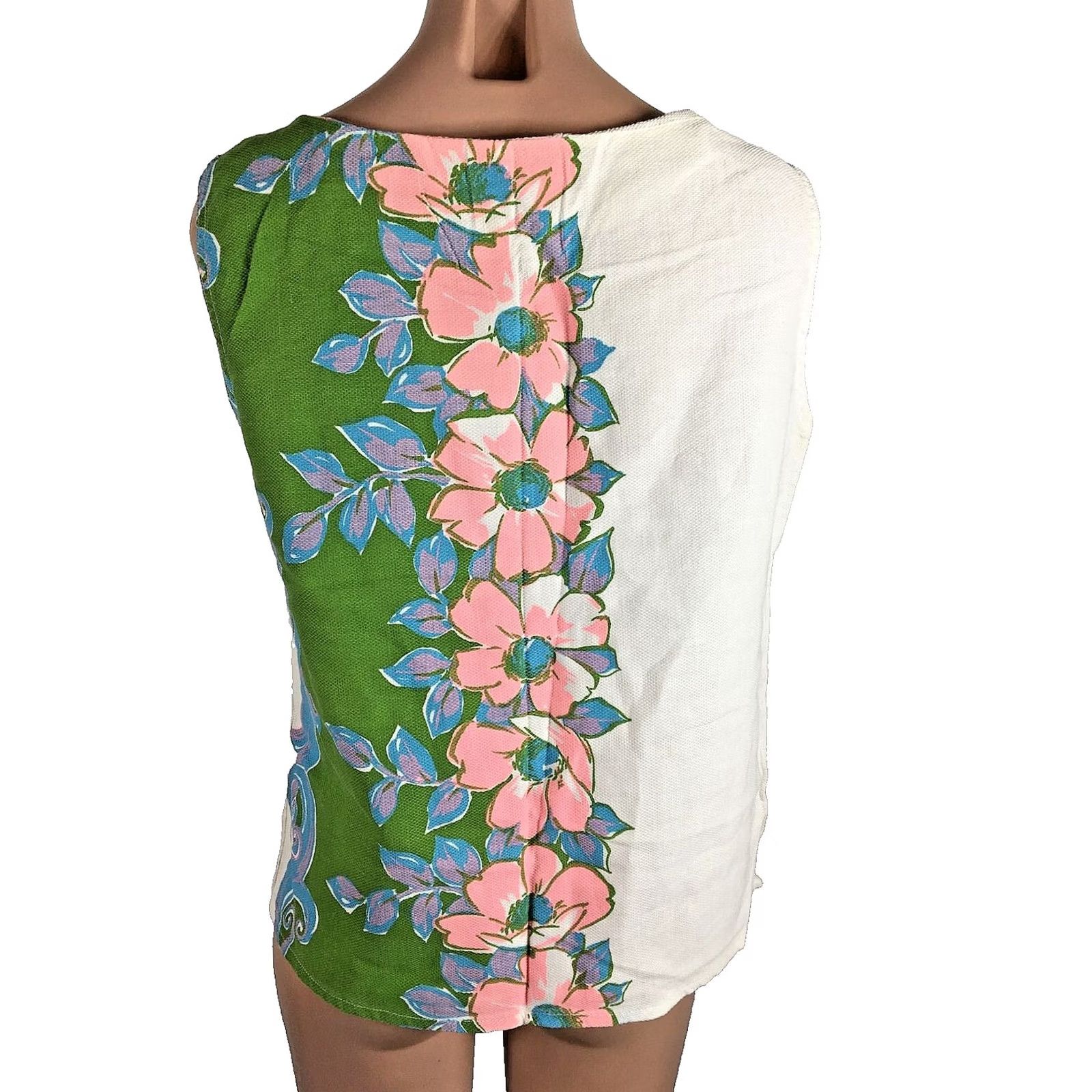 Vintage VINTAGE 60s Neon Boho Shirt Hippie Mod Floral Psychedelic Boxy Sz M/L Size M / US 6-8 / IT 42-44 - 2 Thumbnail
