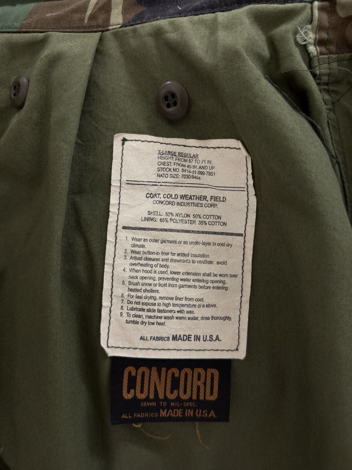 Vintage VINTAGE 1980s 80s M65 JACKET ARMY MILITARIA CONCORD USA Size US XL / EU 56 / 4 - 18 Thumbnail