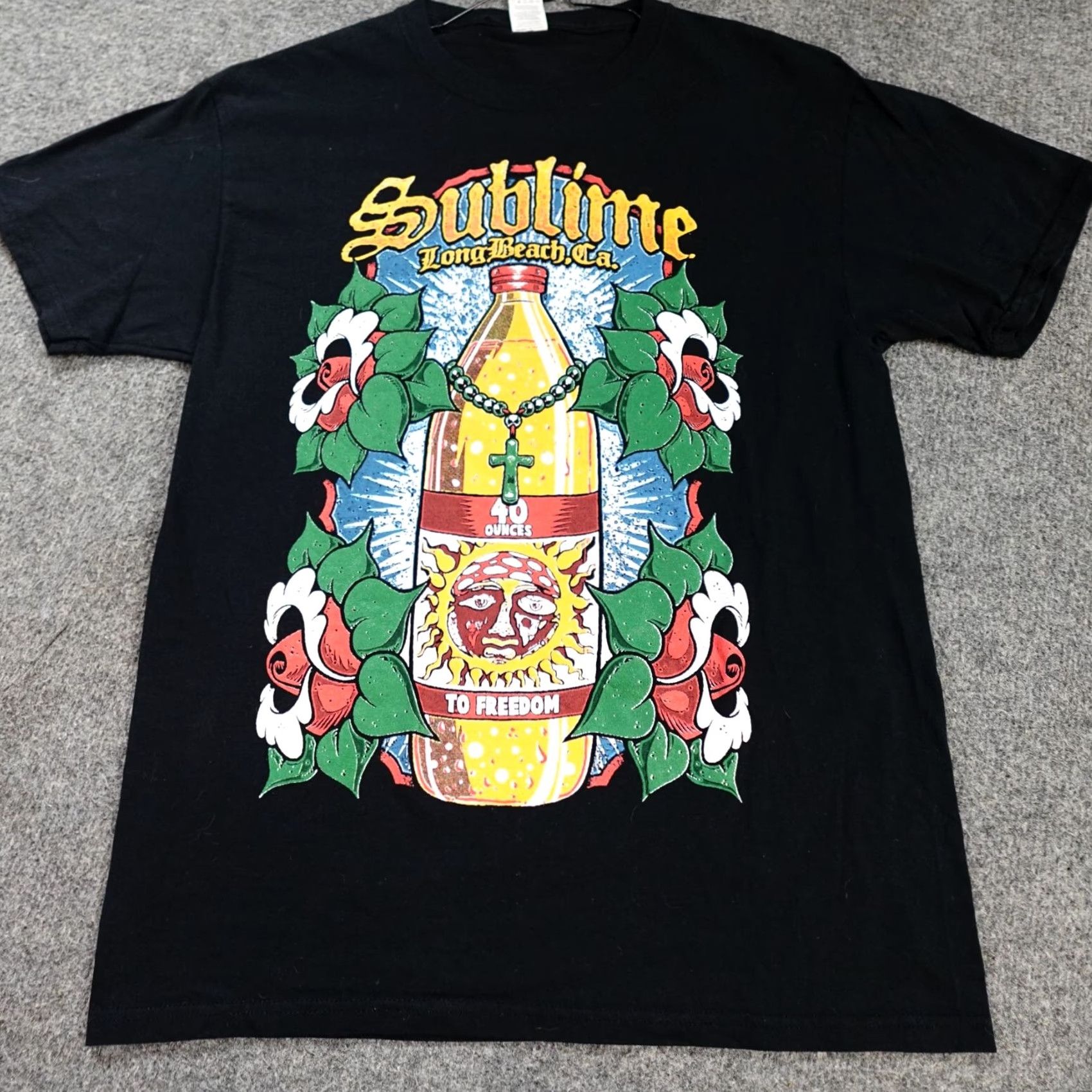 Vintage Sublime Shirt Medium Black California Band T-Shirt Men Short Sleeve Crew Neck 40 Oz Jersey Cotton Solid Size US M / EU 48-50 / 2 - 2 Thumbnail