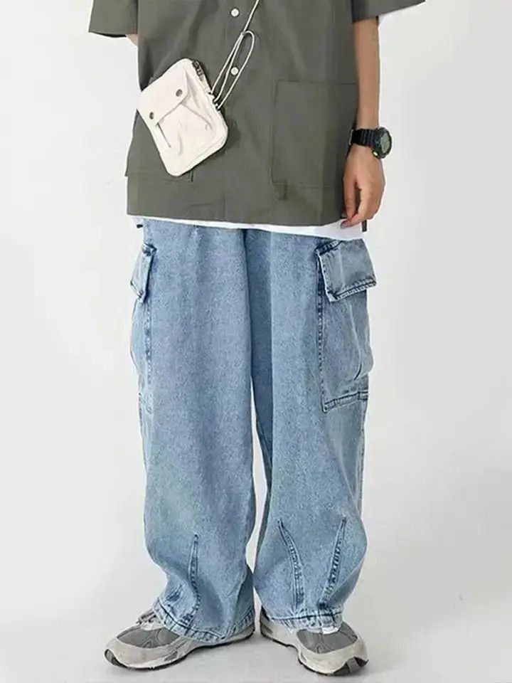 Japanese Brand Baggy Cargo Jeans Trousers Wide Leg Hip Hop Style y2k Size US 34 / EU 50 - 3 Thumbnail