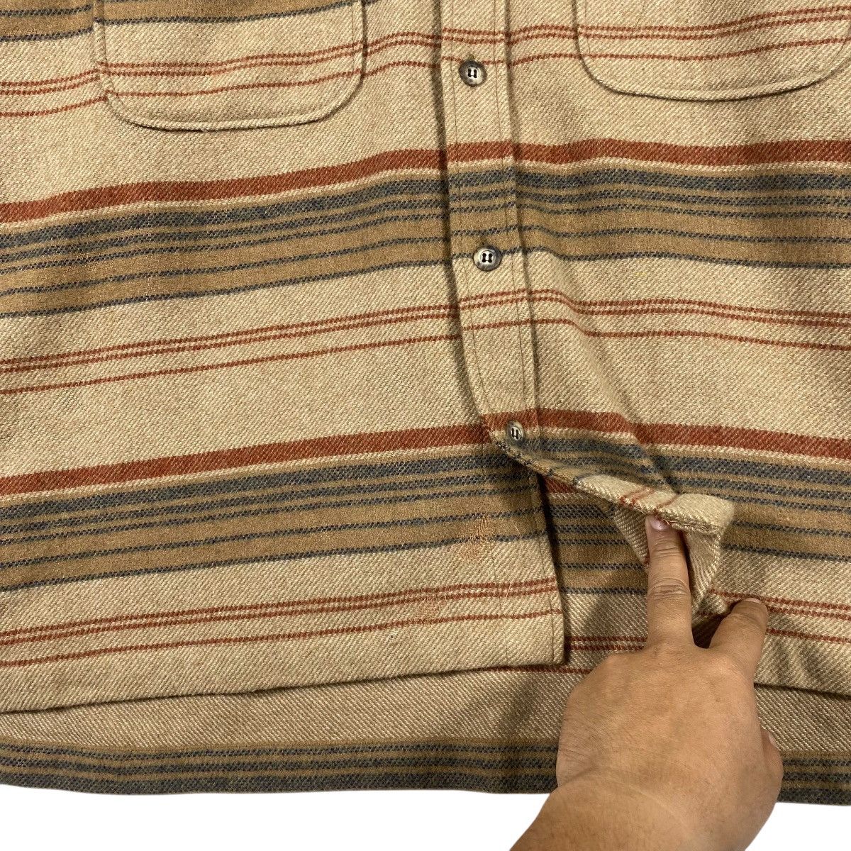 Designer × Nigel Cabourn × Vintage Vintage 90s Nigel Cabourn Wool Stripe Button Shirt L Size Size US L / EU 52-54 / 3 - 10 Thumbnail
