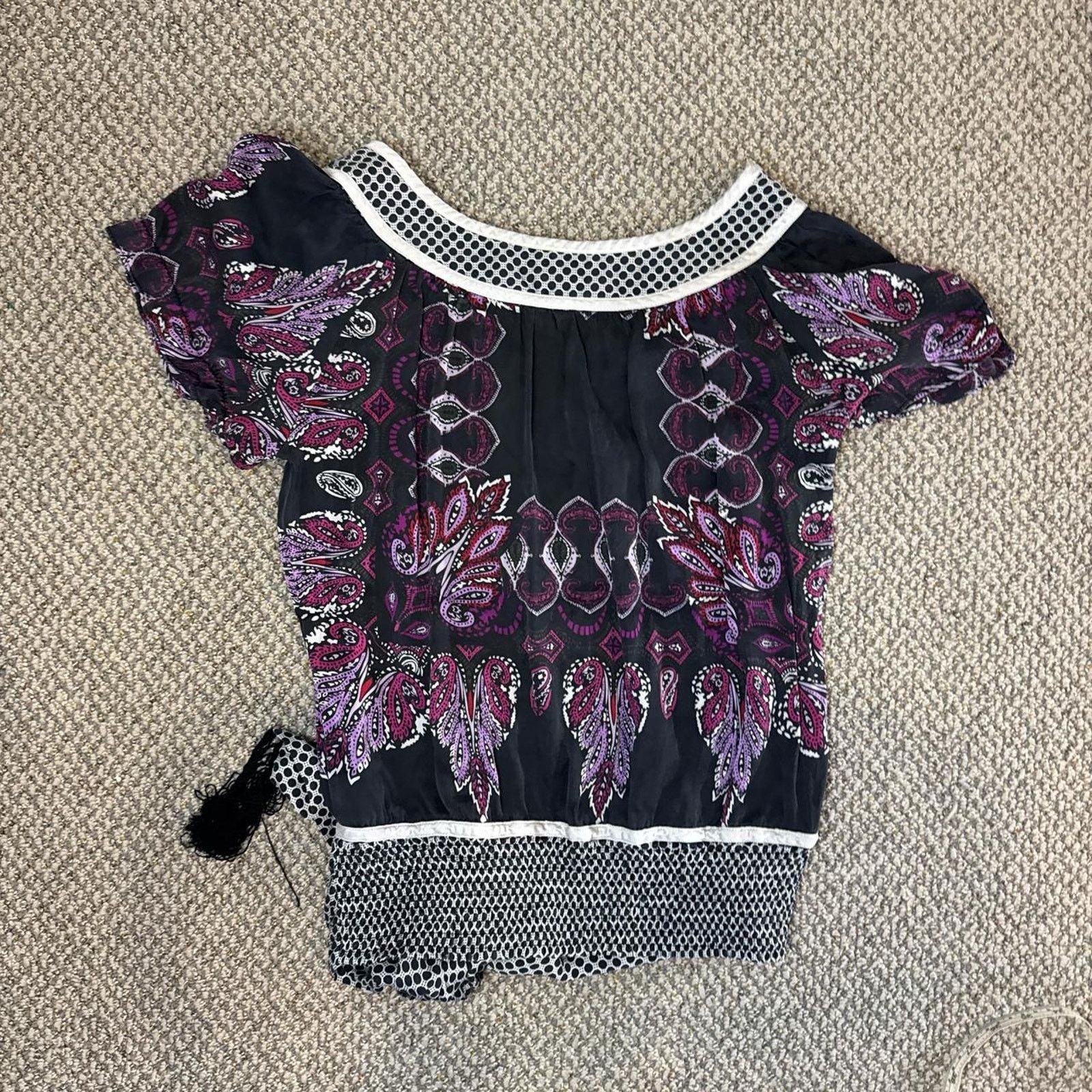 Bebe vintage y2k silky floral paisley purple babydoll top Size S / US 4 / IT 40 - 2 Thumbnail