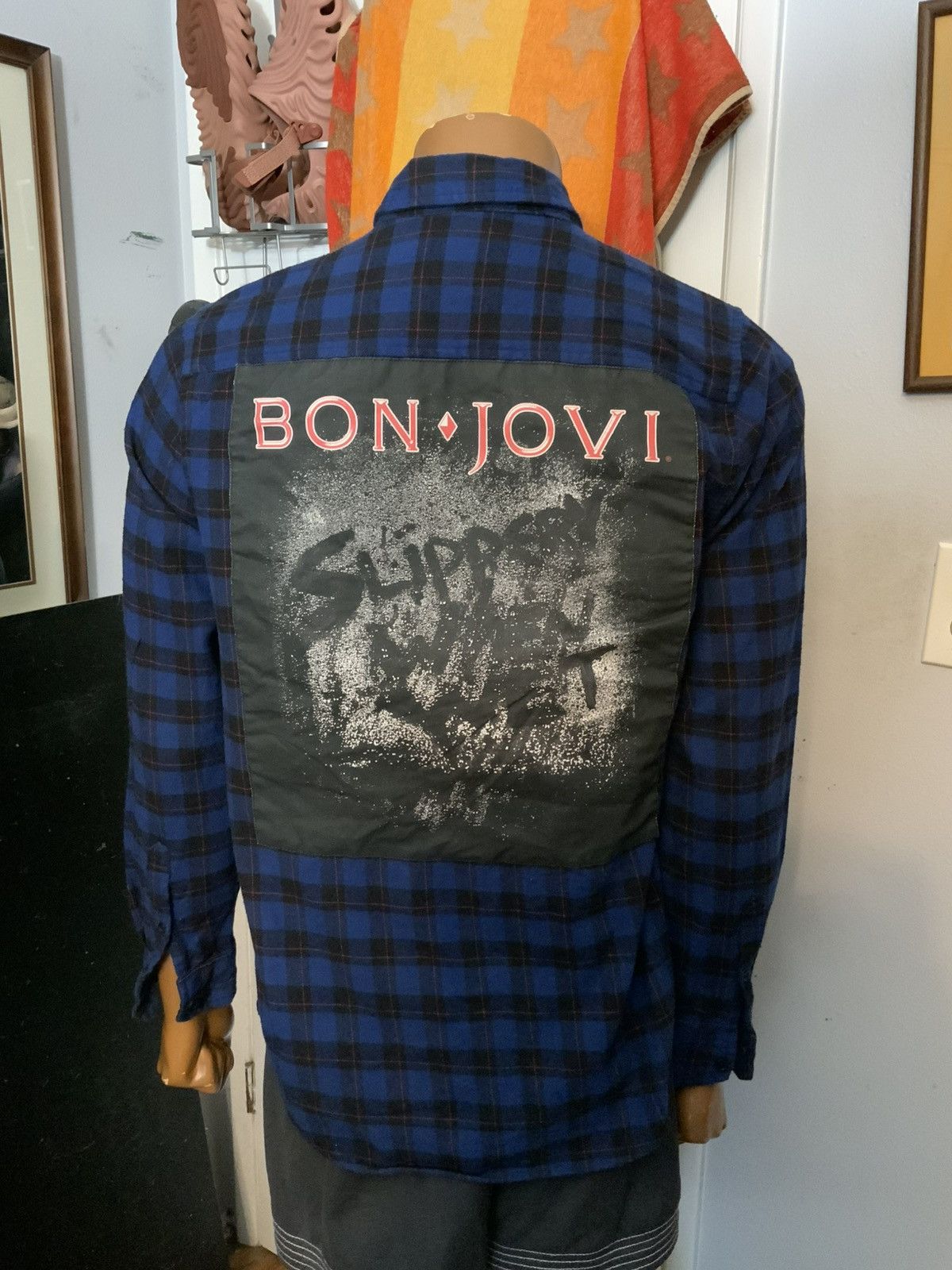 Cotton On Bon Jovi Slippery When Wet Rock Band Flannel Button Shirt Size US L / EU 52-54 / 3 - 8 Thumbnail