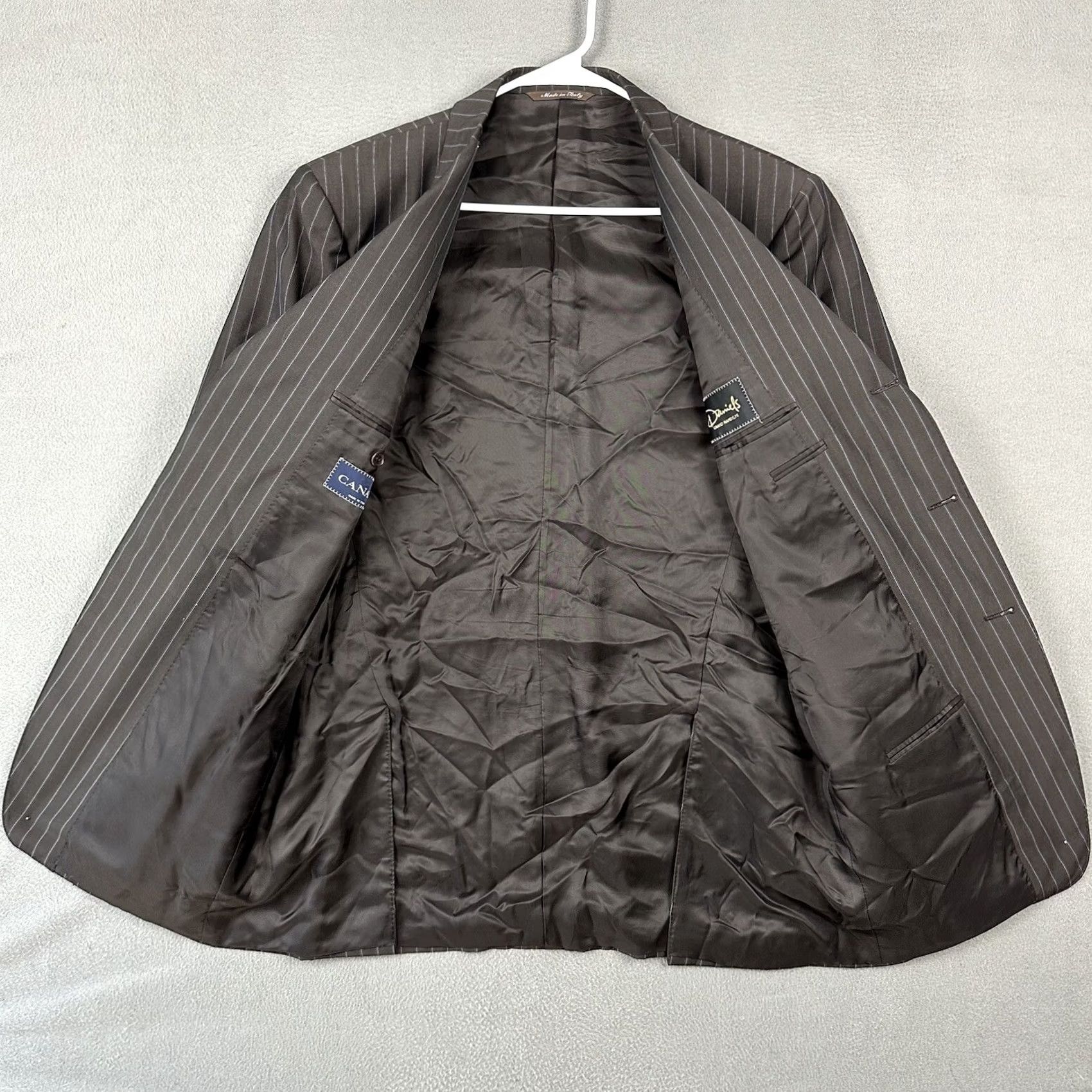Canali Canali Blazer Wool Stripe Brown 42L Single-Breasted Notch Lapel Men Regular EUC XS? Size 42R - 3 Thumbnail