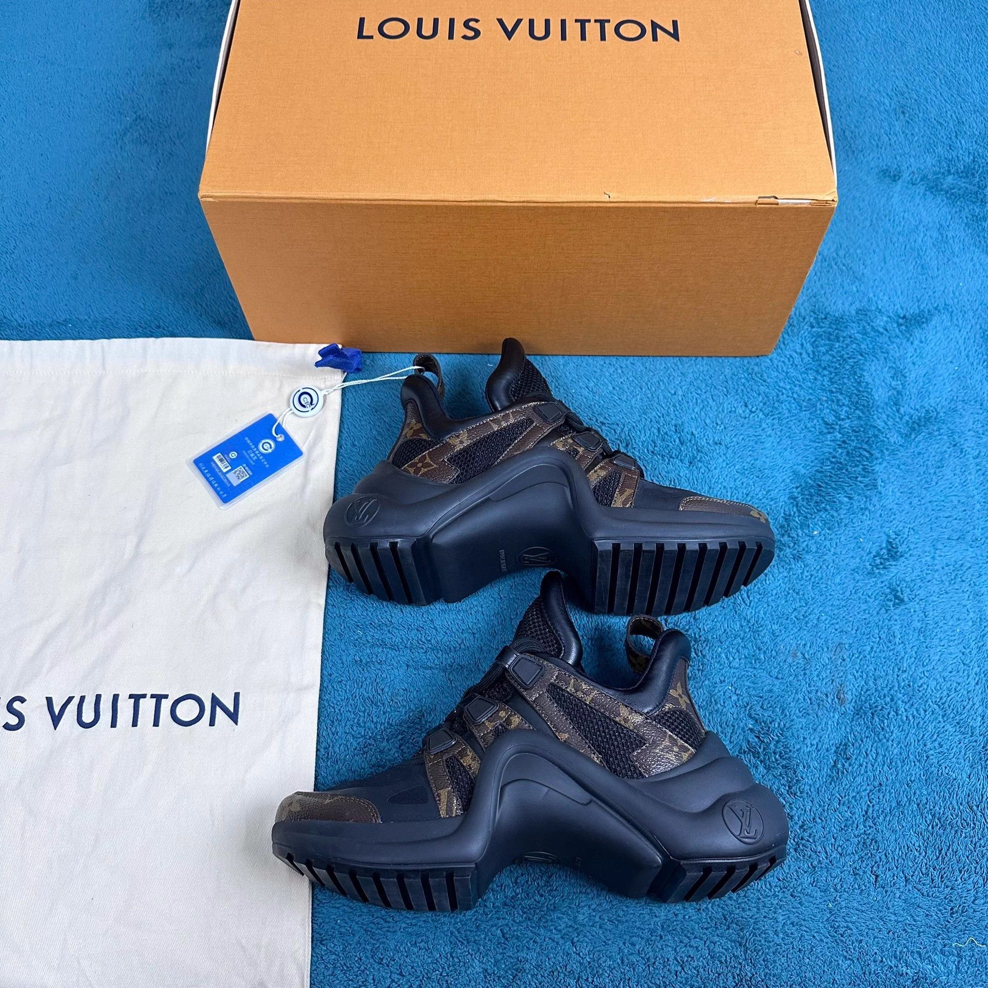 Louis Vuitton LV Black Monogram Dad Sneakers Size US 4 / IT 34 - 2 Thumbnail