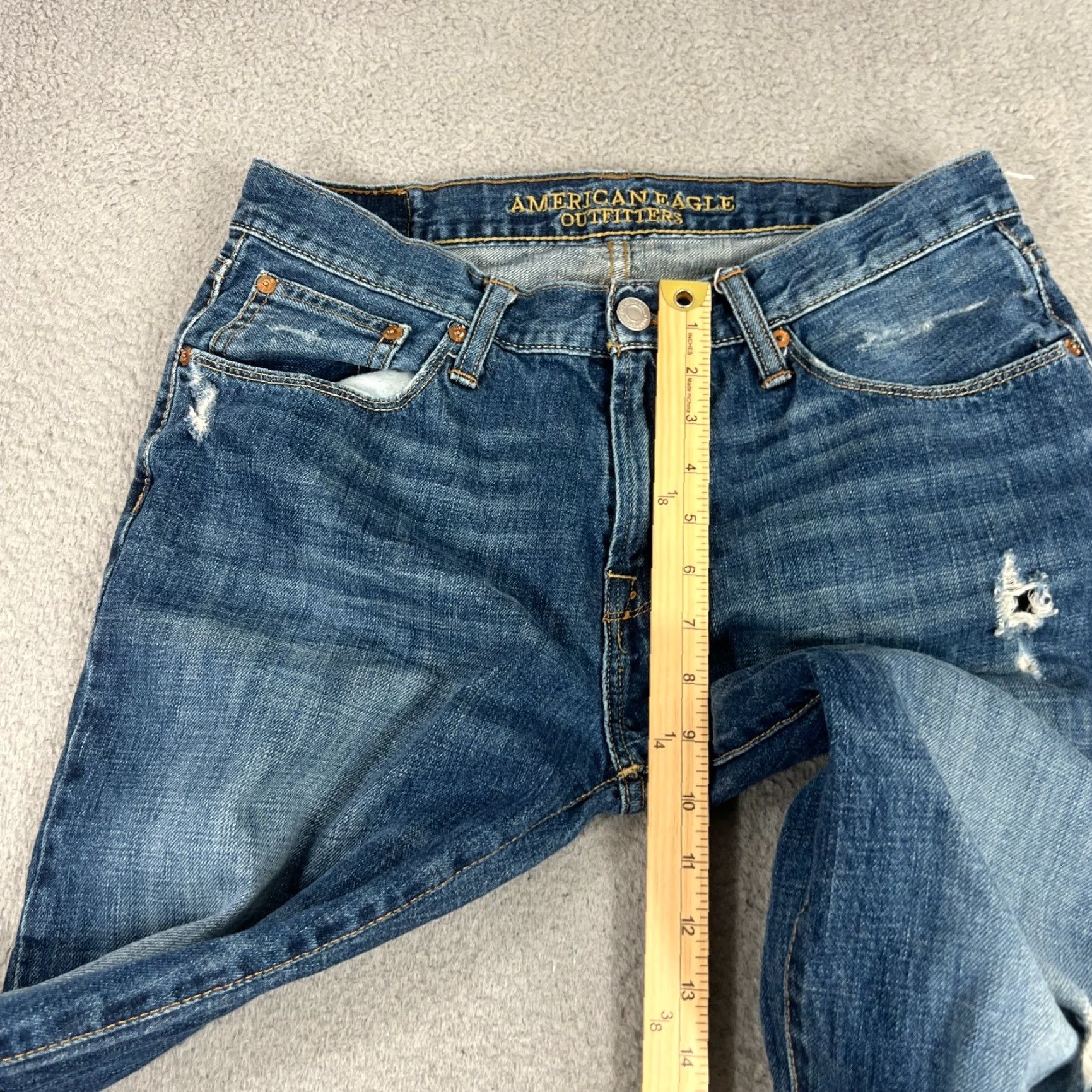 American Eagle Outfitters American Eagle Jeans Mens 32x34 Blue Original Straight Dark Wash Denim Shirt? Size US 32 / EU 48 - 4 Thumbnail