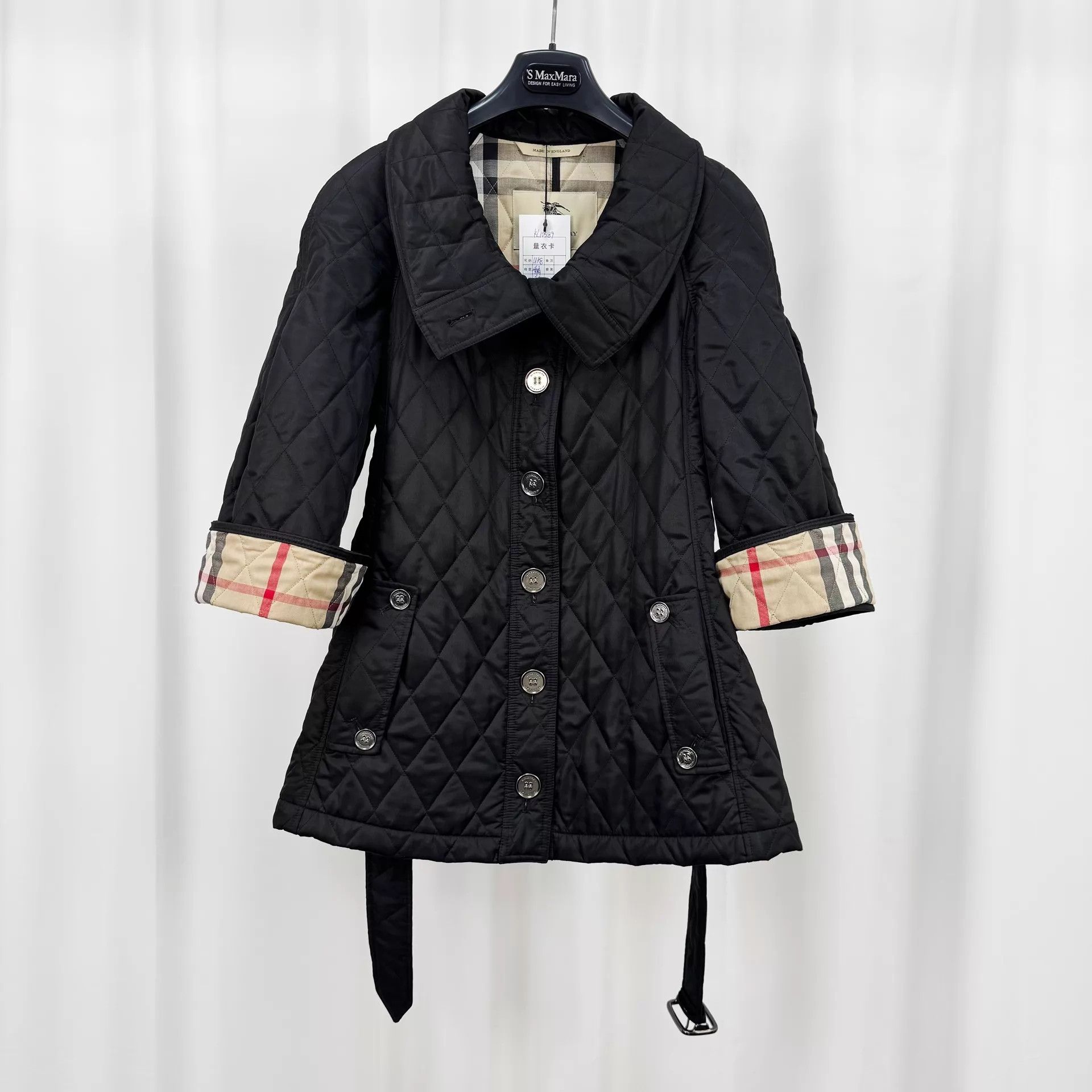 Burberry Burberry quilted black check padded coat UK8 98 new Size S / US 4 / IT 40 - 1 Thumbnail