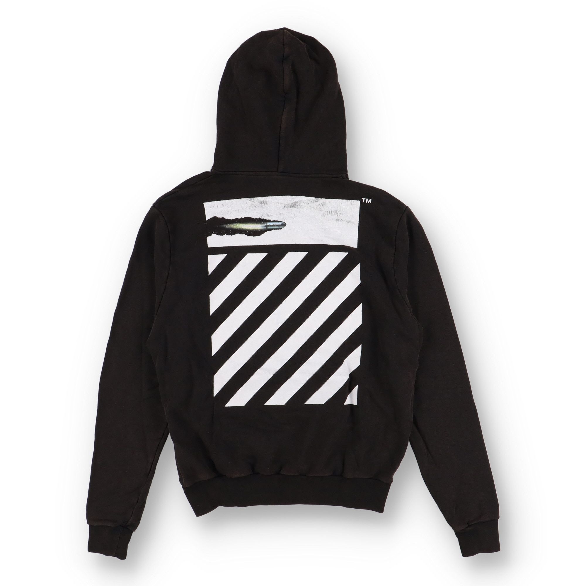 Off-White Aged Black Diana Gun Diagonals Oversized Hoodie Size US S / EU 44-46 / 1 - 4 Thumbnail