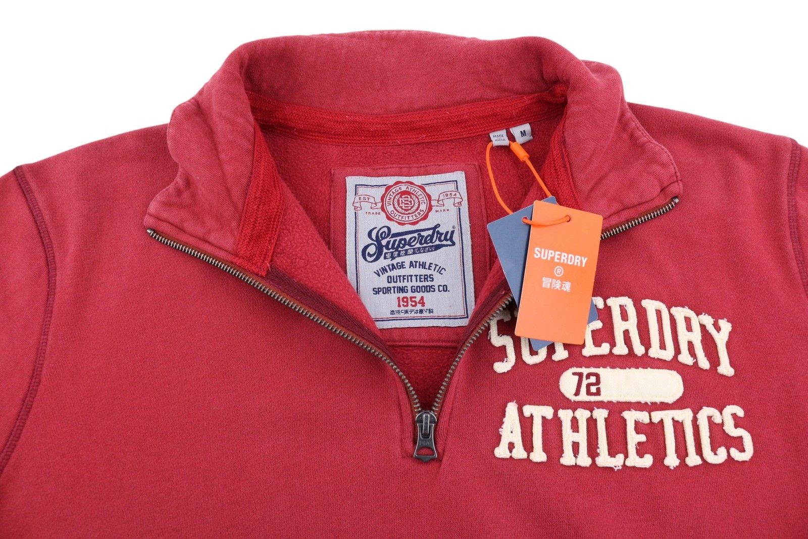 Superdry VINTAGE ATH HALF ZIP M Red Logo Cotton Pullover 87121 Size US M / EU 48-50 / 2 - 5 Thumbnail