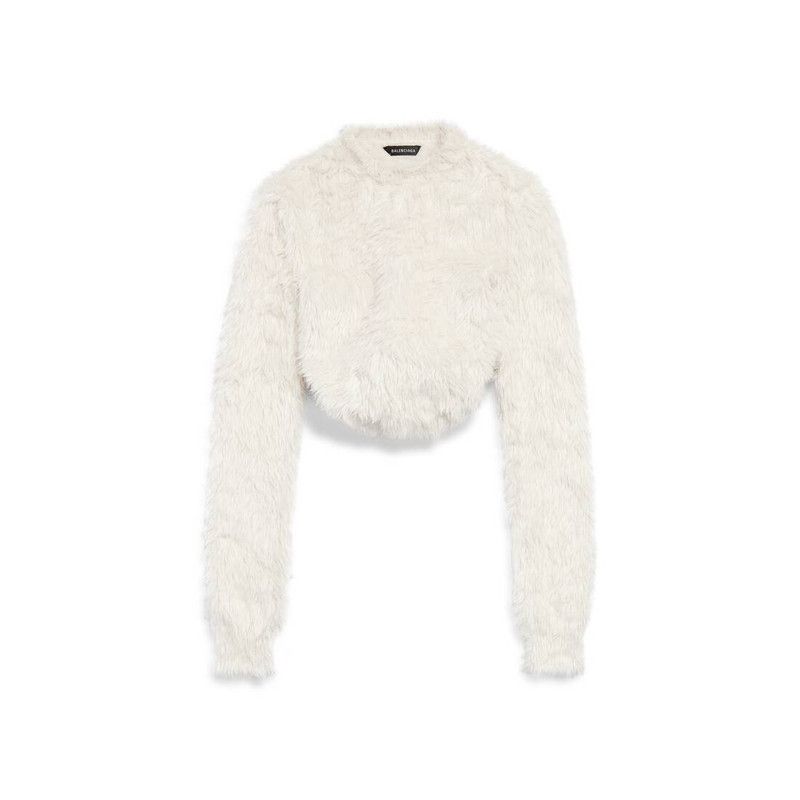 Balenciaga o1s1wg110126 Knotted Shrunk Sweater in Grey Size L / US 10 / IT 46 - 1 Thumbnail