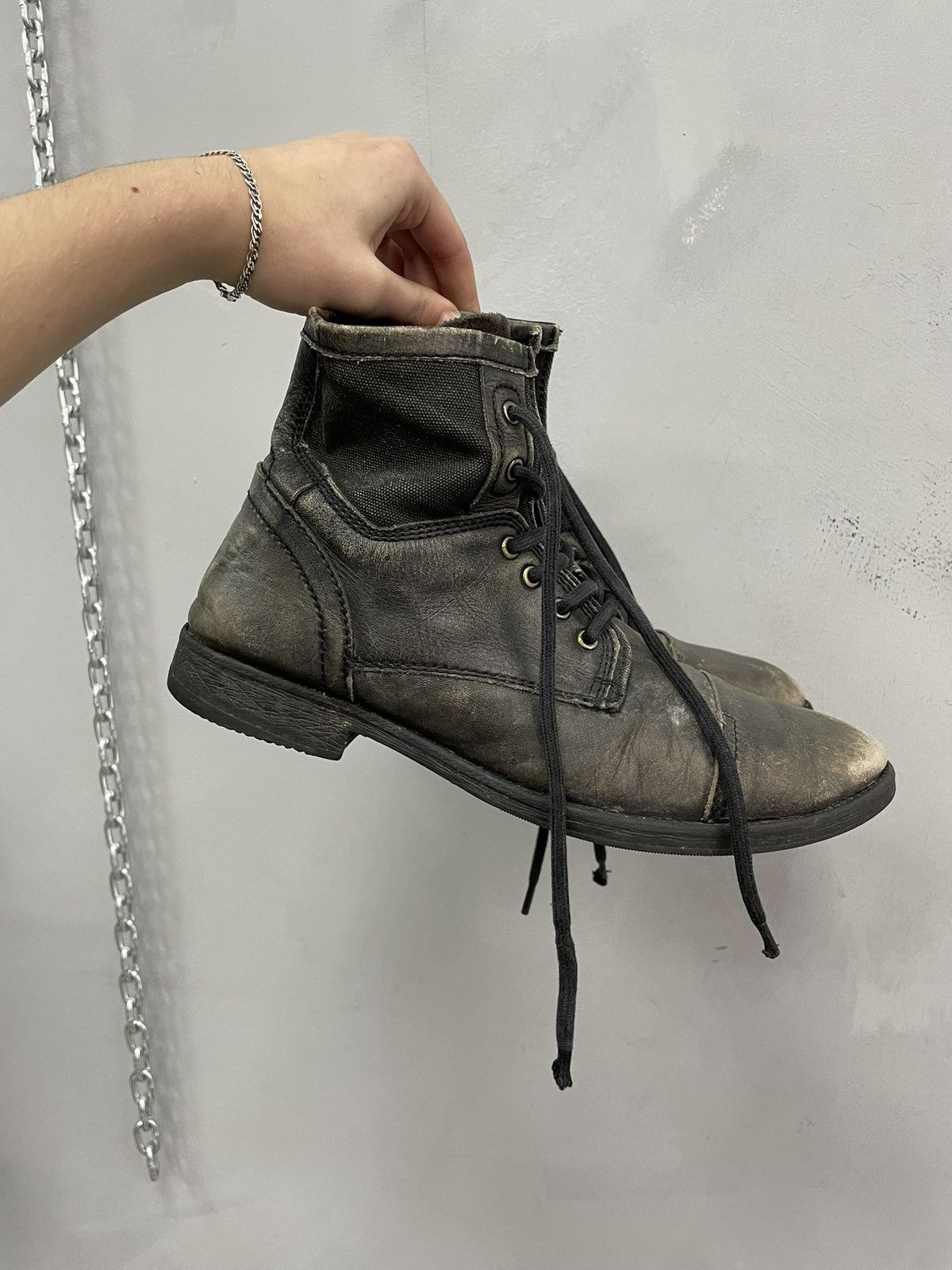 Hedi Slimane Vintage Brown Military Lace Up Leather Boots 90s guidi style Size US 9 / EU 42 - 3 Thumbnail