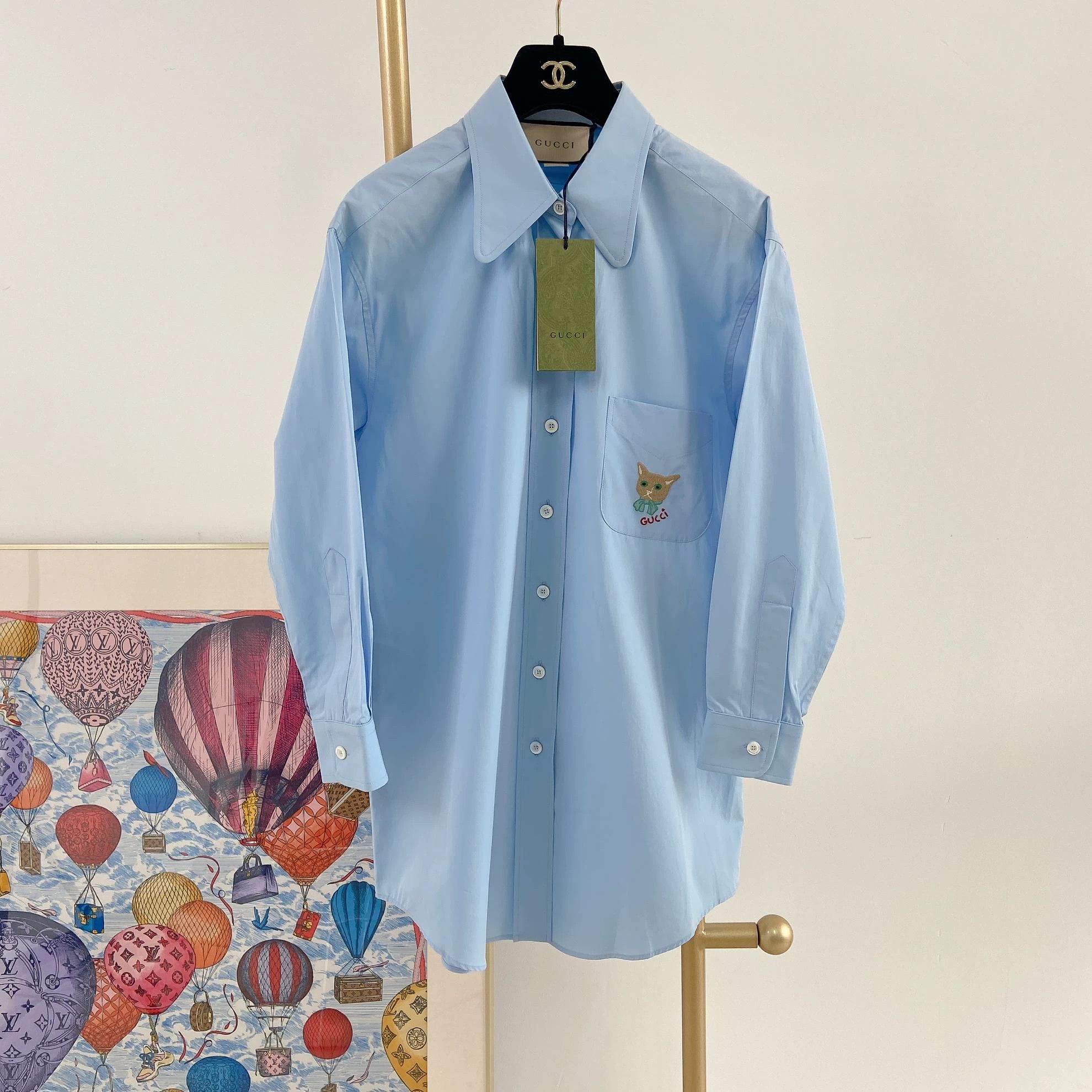 Gucci Gucci Cat Blue Shirt 38 with Tags Size XS / US 0-2 / IT 36-38 - 1 Thumbnail