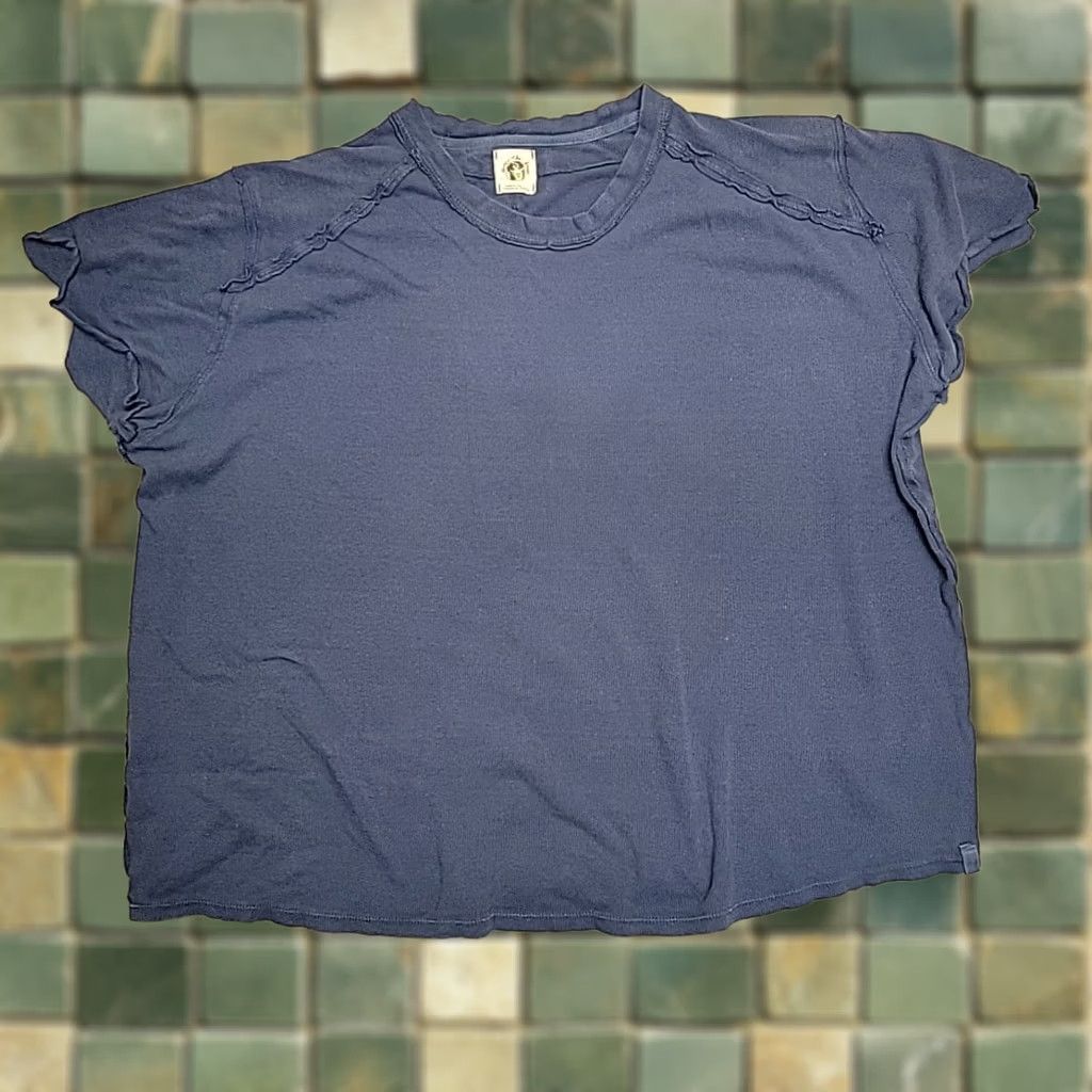 Vintage We The Free Shirt Womens Large Blue Flax Linen Cotton Blend Crewneck TEE Size L / US 10 / IT 46 - 1 Thumbnail