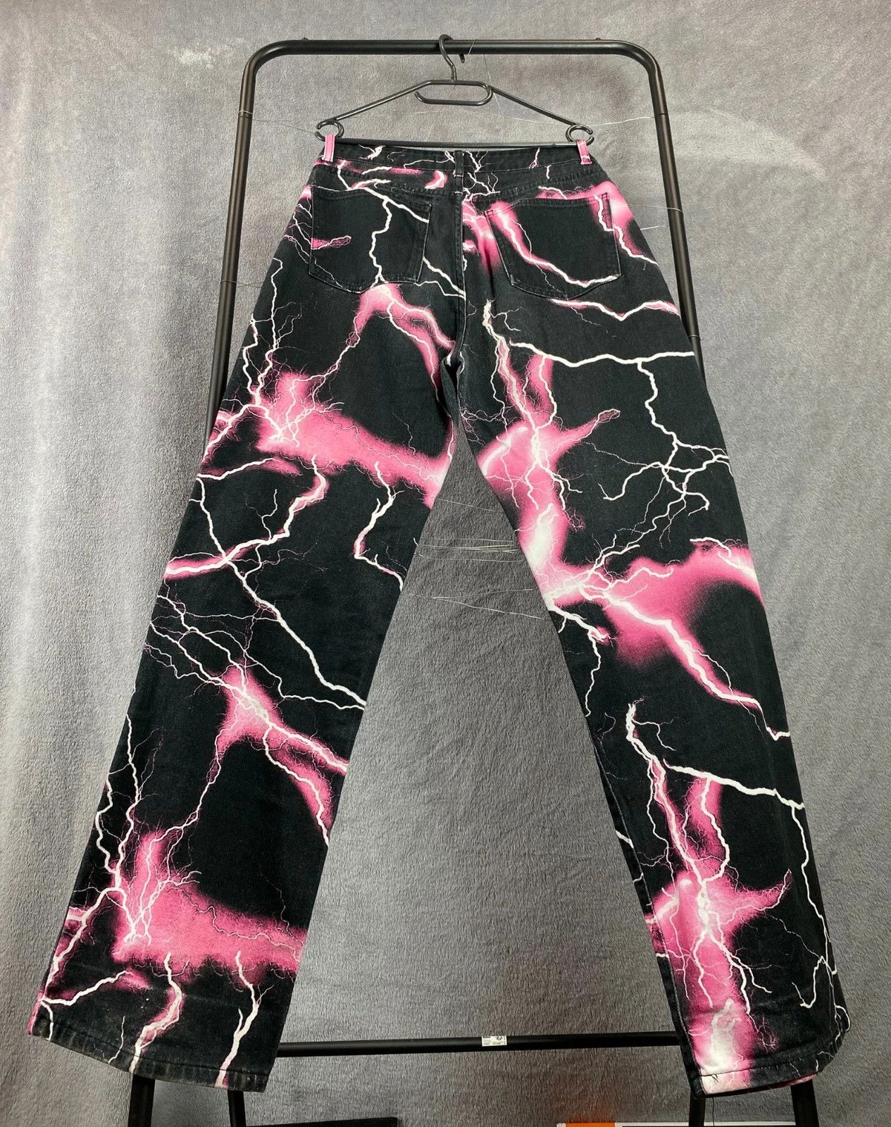 Vintage Jadeed Lightning Jeans Pink Black Straight Leg W30 Size US 30 / EU 46 - 2 Thumbnail