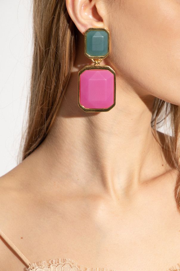 Saint Laurent Paris o1s1wg110325 Size: OS / 737929 Octagon Earrings Metal Resin Size ONE SIZE - 2 Thumbnail