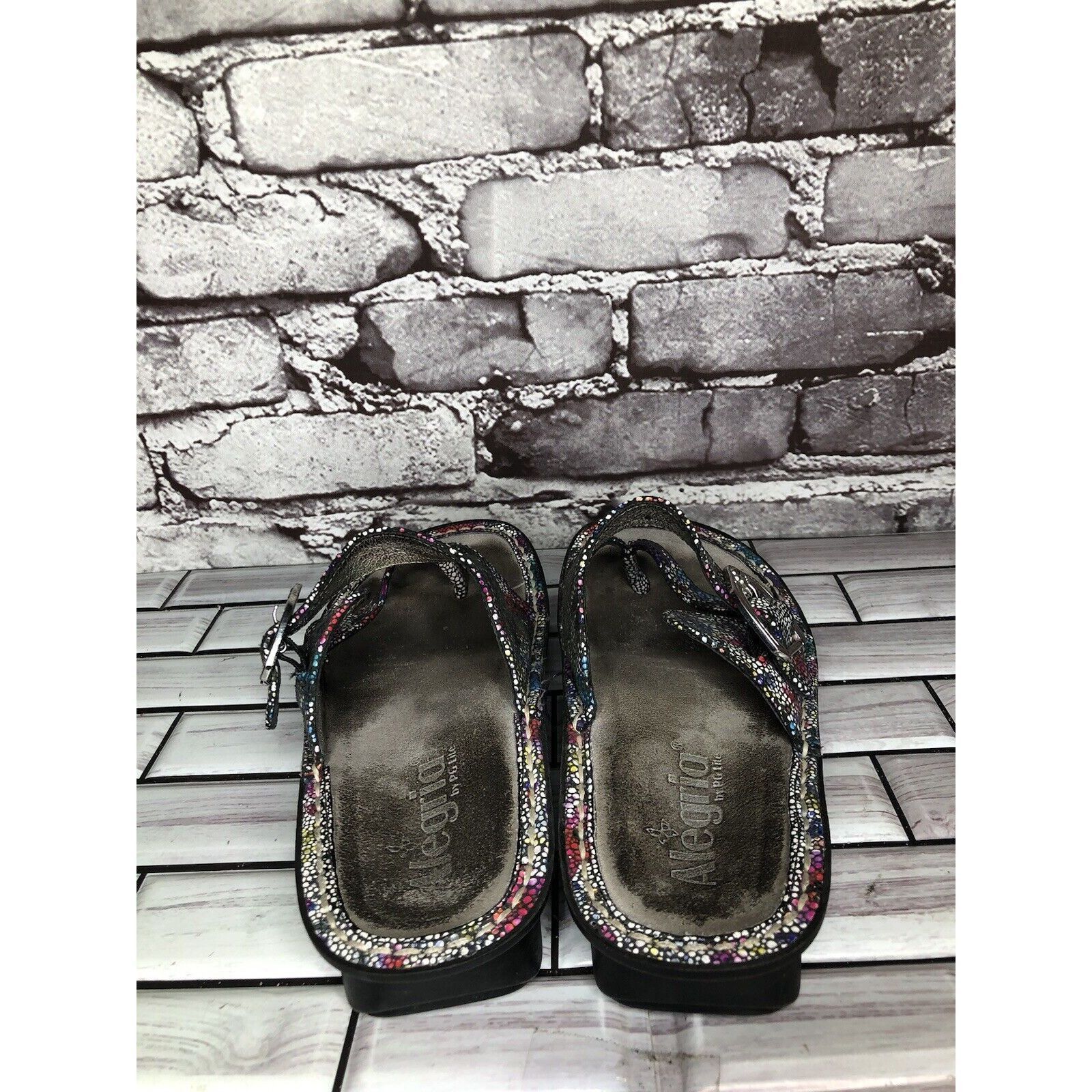 Allegri Alegria Floral Print Thong Strap Casual Wedge Sandals Women Size US 6 / IT 36 - 4 Thumbnail