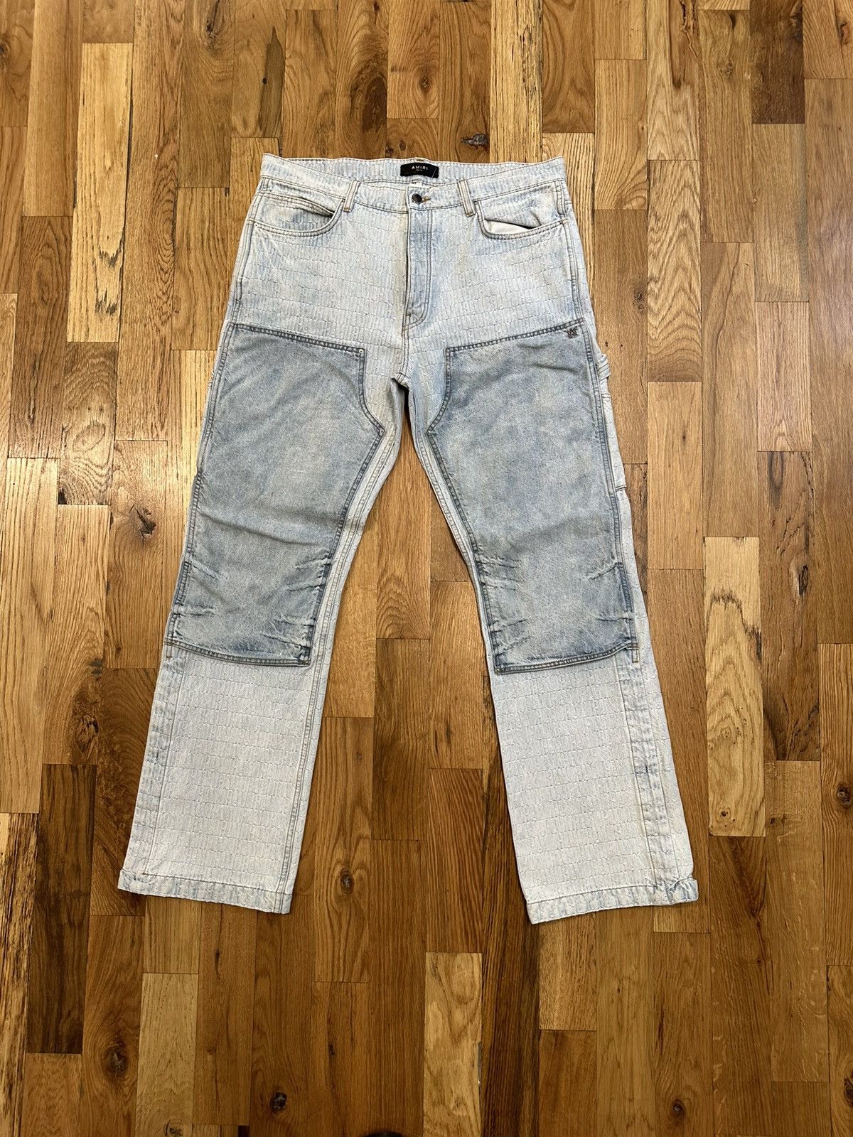 image of Amiri Double Knee Carpenter Blue Denim Size 36, Men's