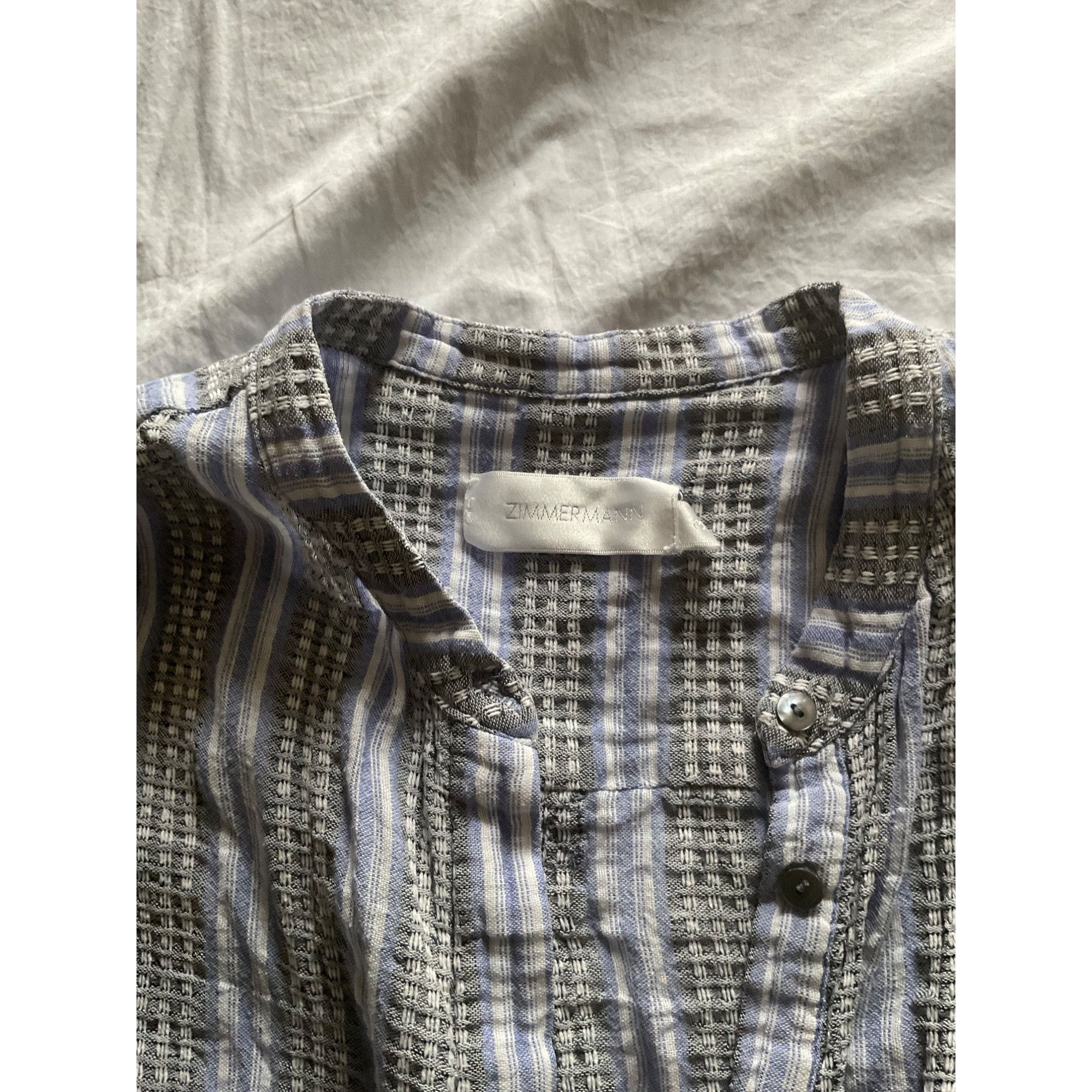 Zimmermann Zimmermann cotton linen blue black stripe waffles buttons sh Size M / US 6-8 / IT 42-44 - 3 Thumbnail