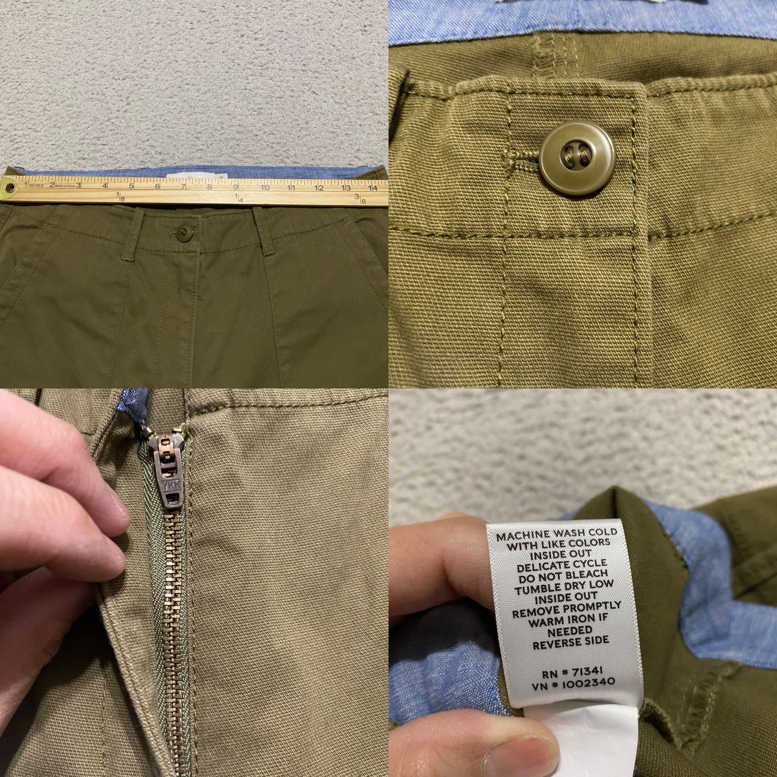 Vintage L.L. Bean Pants Womens 10 Green Slim Straight Chino Mid Rise Outdoor Work Size 32" / US 10 / IT 46 - 8 Thumbnail
