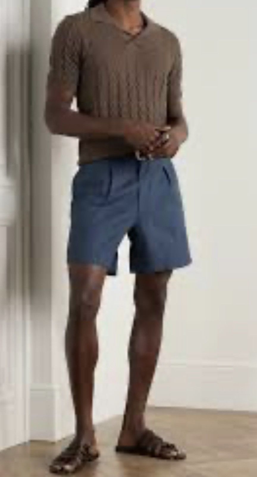 Stoffa Stoffa MTM Shorts (Washed Linen) Single Pleat Short / Indigo Size US 32 / EU 48 - 4 Thumbnail