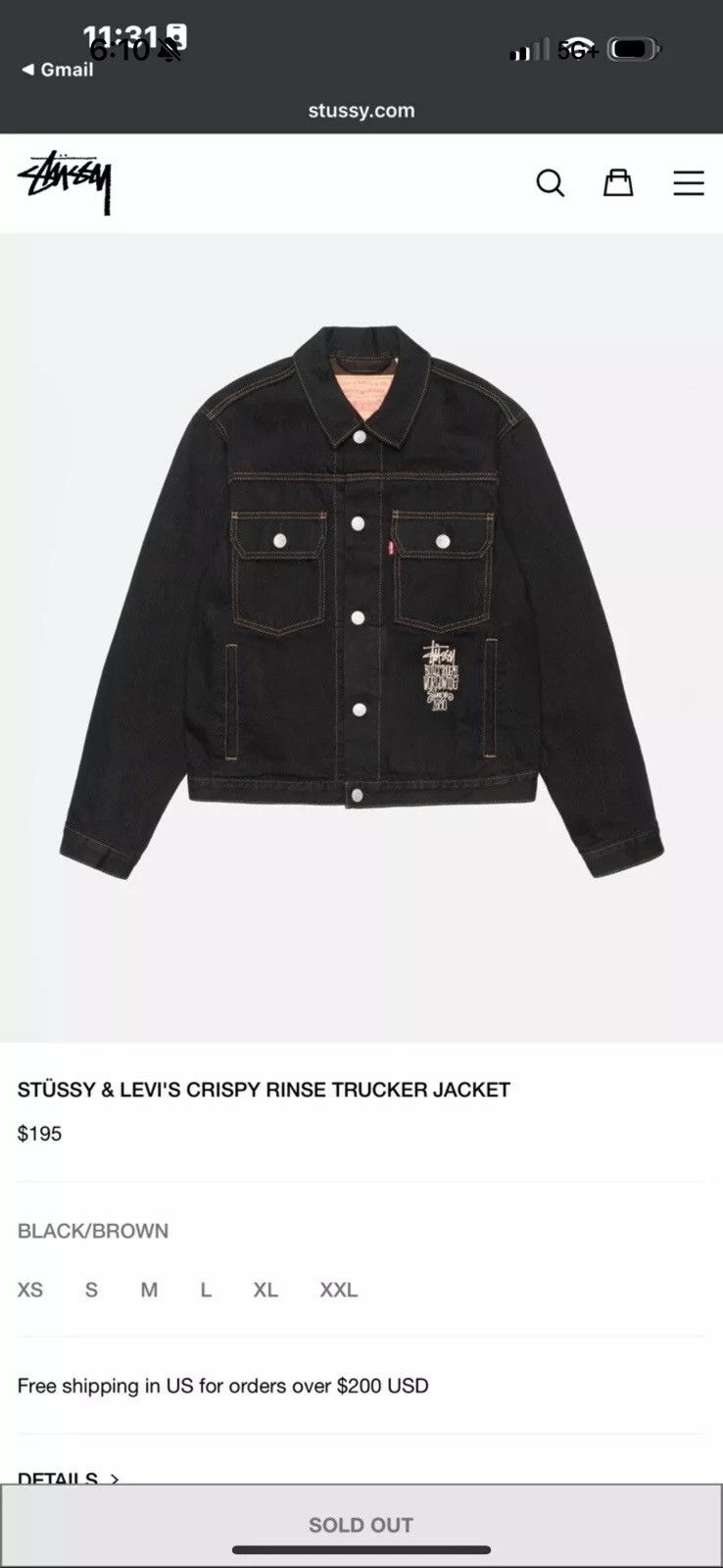 Stussy Stussy x Levis Crispy Rinse Trucker Jacket Size Medium‼️IN 