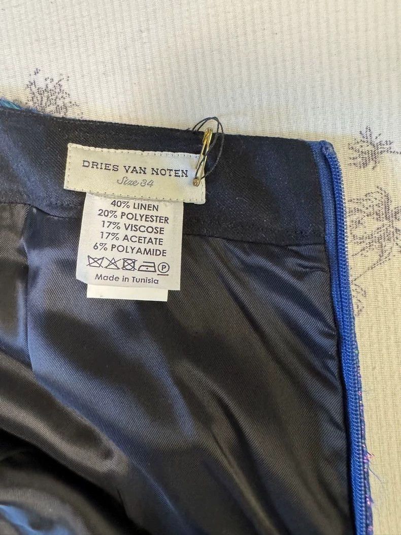 Dries Van Noten Dries Van Noten size:34 A pearlescent floral blue skirt Size 33" - 3 Thumbnail