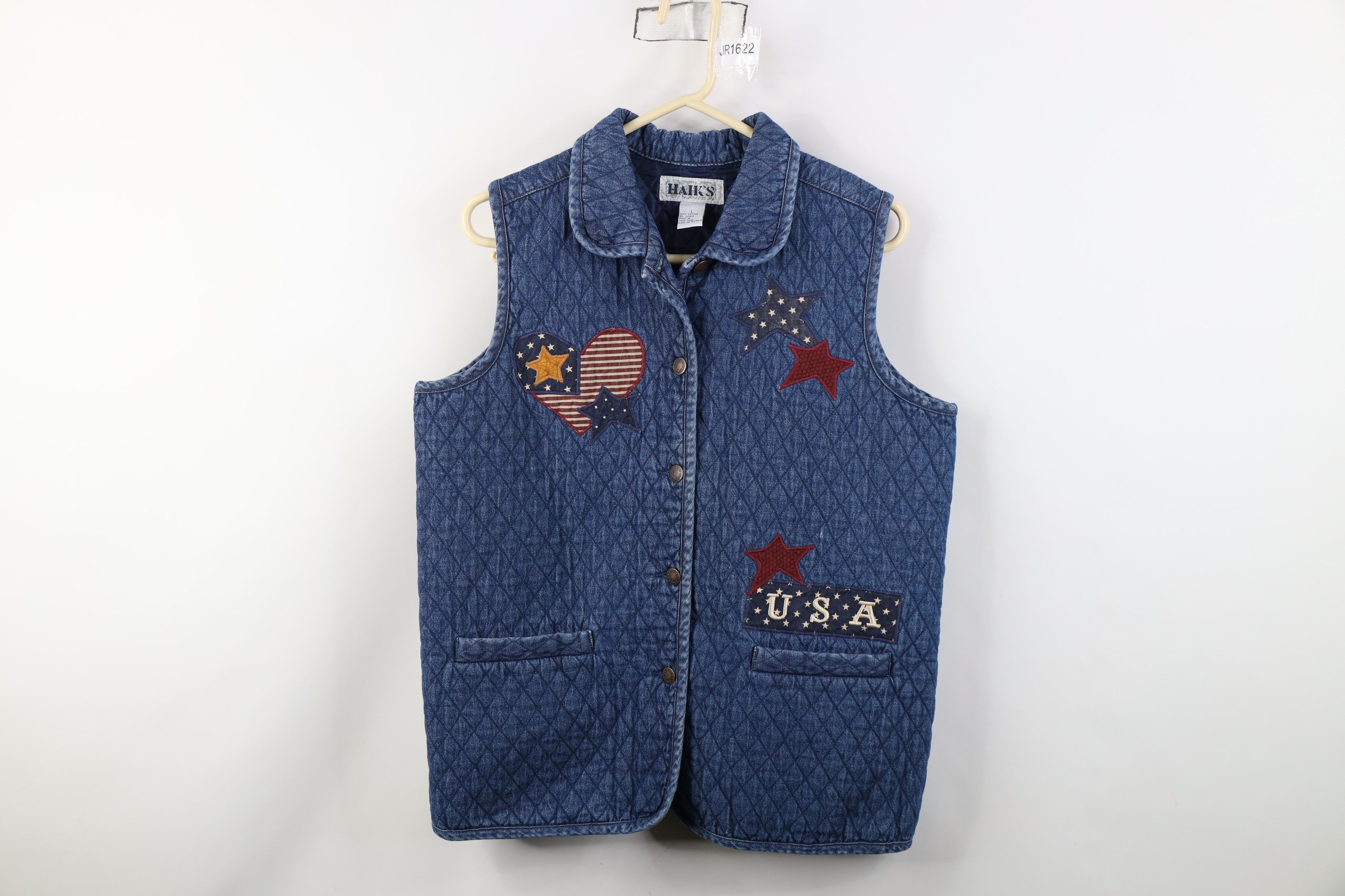 Vintage Vintage 90s Streetwear Patchwork Quilted Denim Vest Jacket Size L / US 10 / IT 46 - 1 Thumbnail