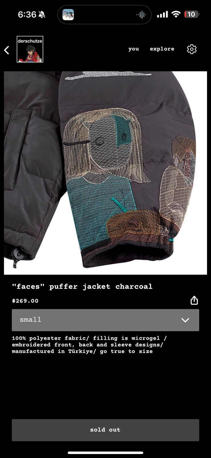 Derschutze "faces" puffer jacket charcoal Size US M / EU 48-50 / 2 - 5 Thumbnail
