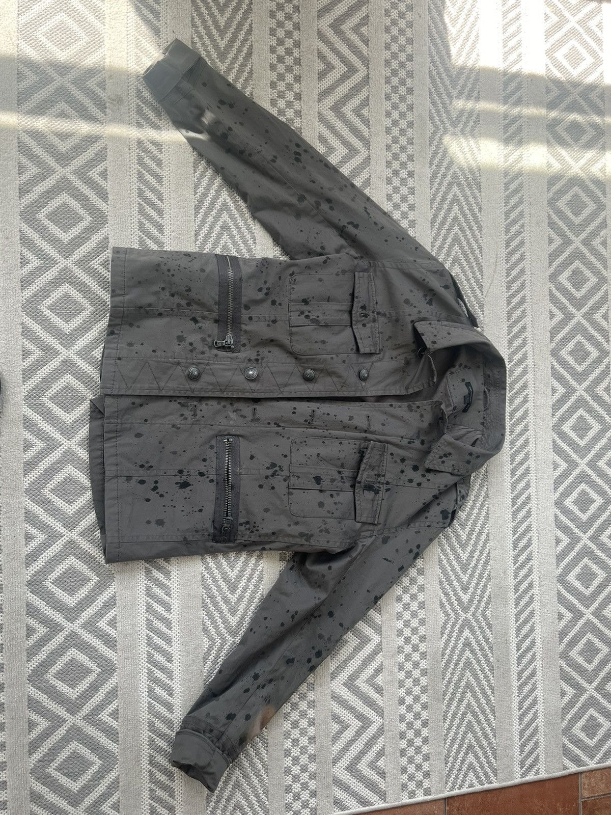 image of John Varvatos Usa Ink Stained Jacket in Grey, Men's (Size Large)
