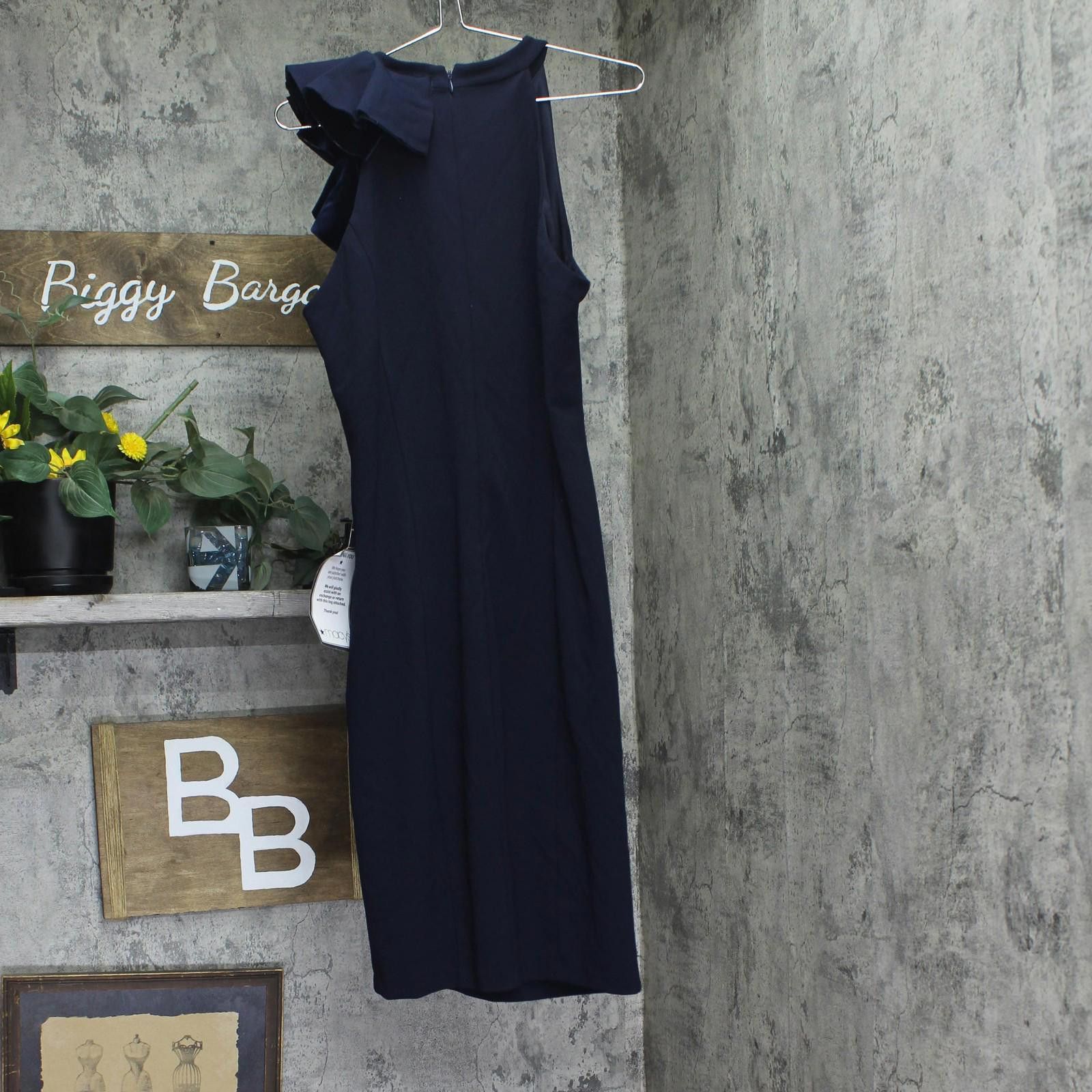 Other Betsy & Adam Velvet-trim Sheath Dress A26692 Navy Blue 14 Size XL / US 12-14 / IT 48-50 - 2 Thumbnail