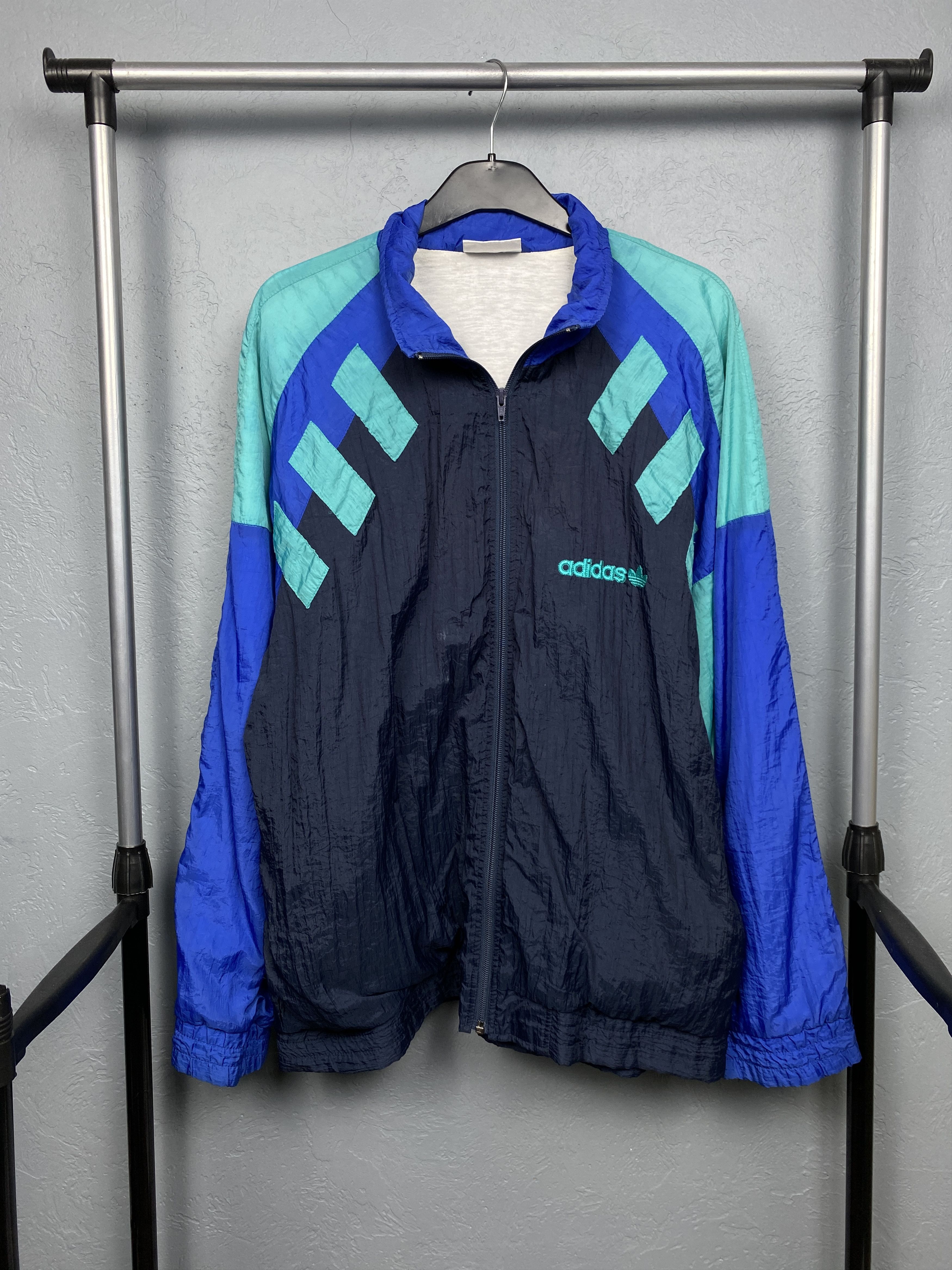 Adidas Adidas 90s Vintage Mens Nylon Track Top Jacket Size US XL / EU 56 / 4 - 1 Thumbnail