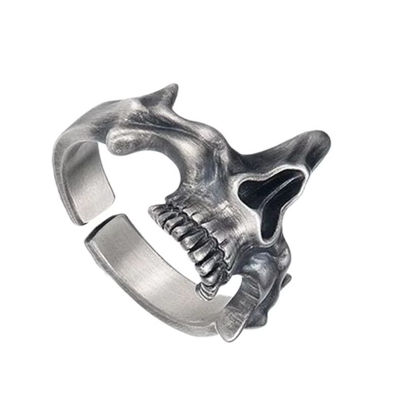 Jewelry Retro Silver Black Skull Rings Sophisticated Size ONE SIZE - 2 Thumbnail