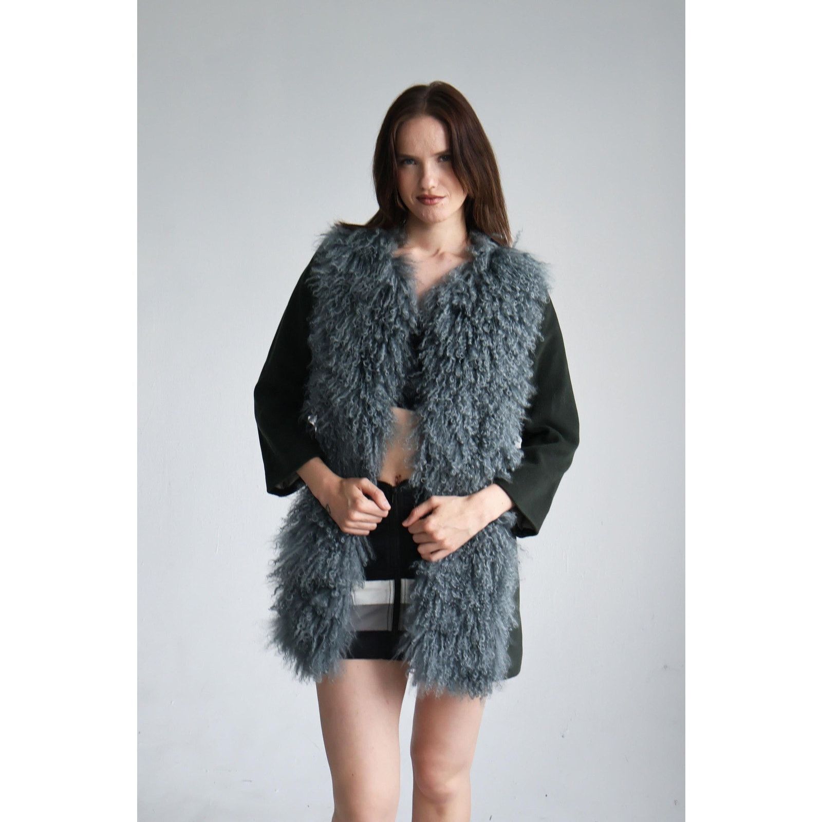 Vintage Vintage L'Autre Chose Paris Blue Mongolian Lamb Ciat Size L / US 10 / IT 46 - 1 Thumbnail