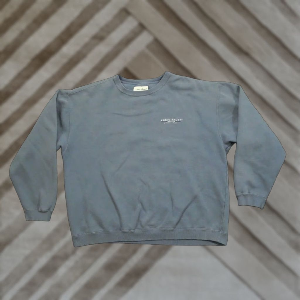 Eddie Bauer VINTAGE Eddie Bauer Sweatshirt Men L Gray Blue Pullover 90s Logo Crew Neck Sp W2K Size US L / EU 52-54 / 3 - 1 Thumbnail