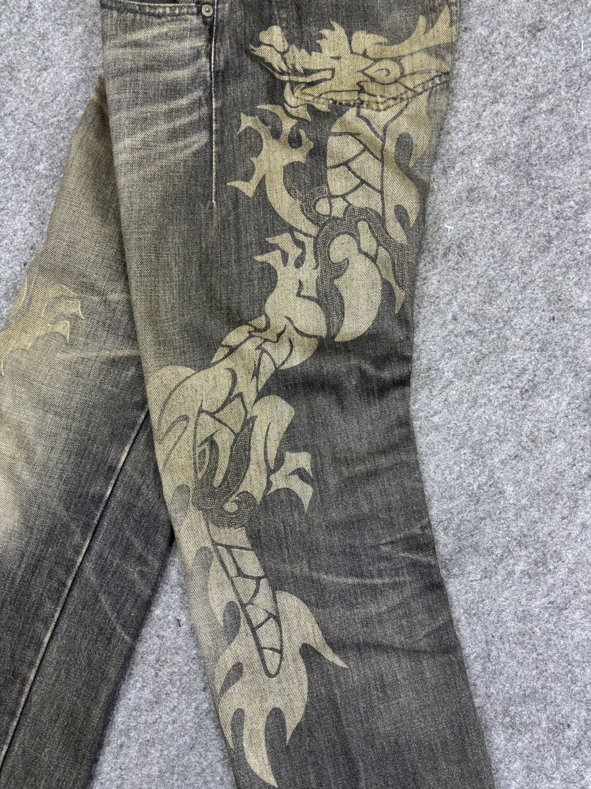 Japanese Brand 💥Artisanal💥Archival Marquis Twin Dragon Mural Denim F972 Size US 32 / EU 48 - 15 Thumbnail