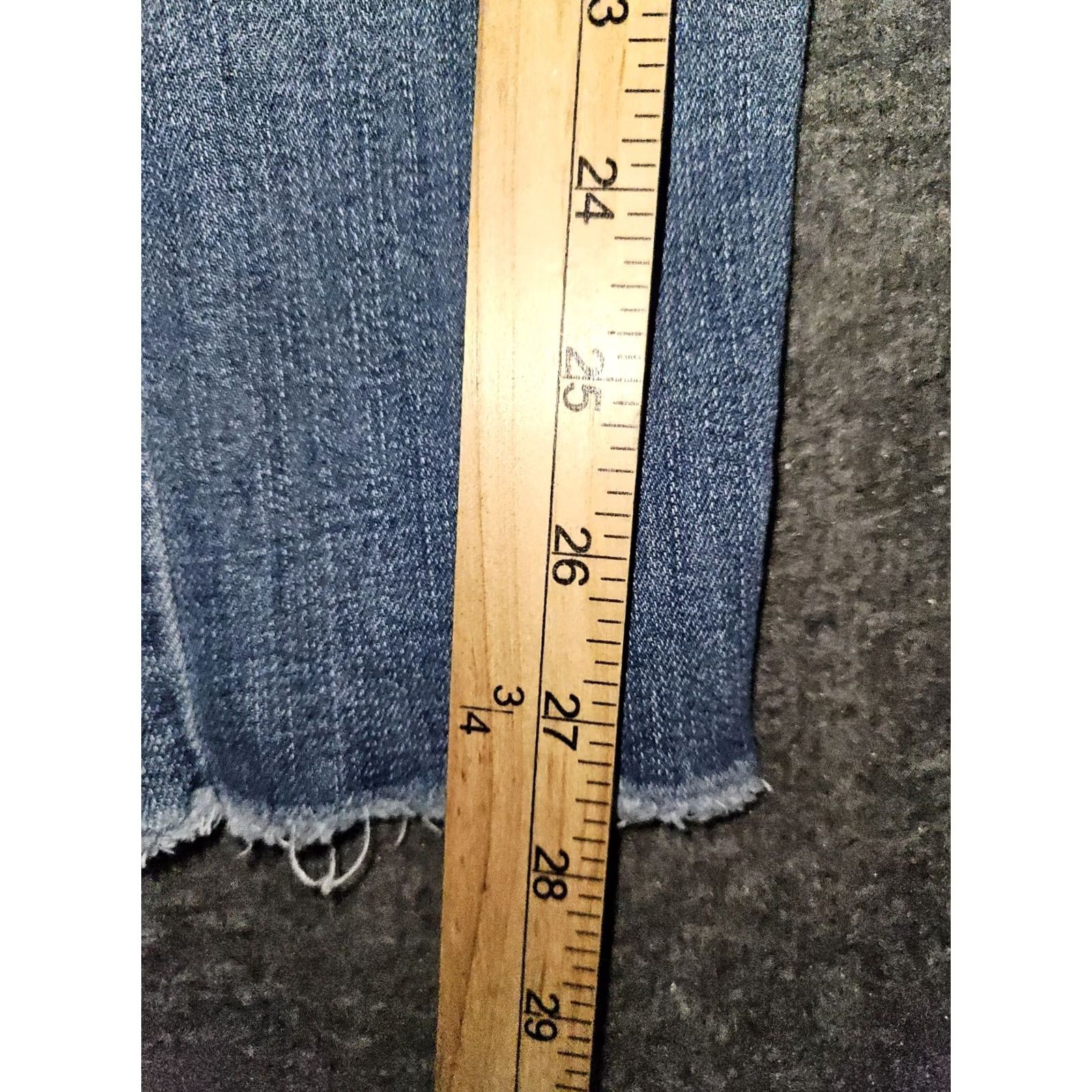 Vintage Kancan Jeans Women's Blue Mid Rise Skinny Ankle Stretch Frayed Hem Preppy Size 30" / US 8 / IT 44 - 6 Thumbnail