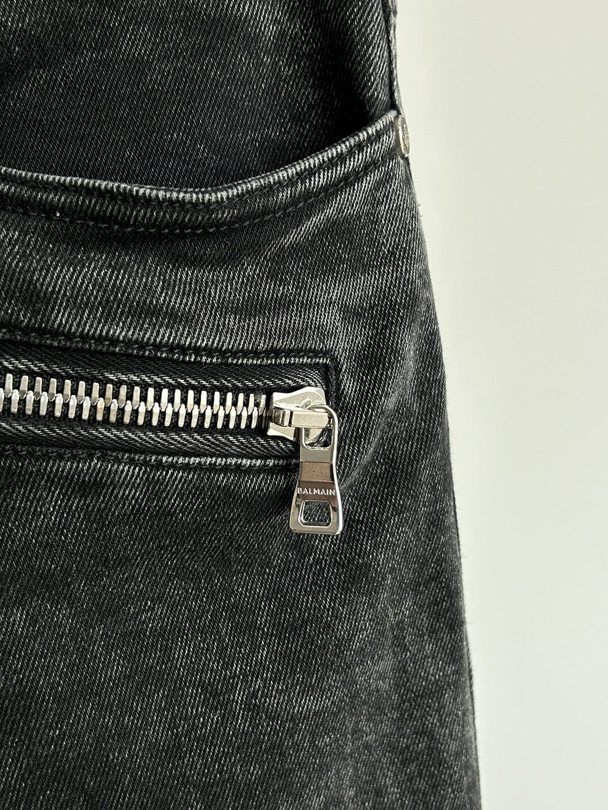 Balmain Balmain Paris Biker Ribbed Knee Slim Jeans Black Size 31 Size US 31 - 8 Thumbnail