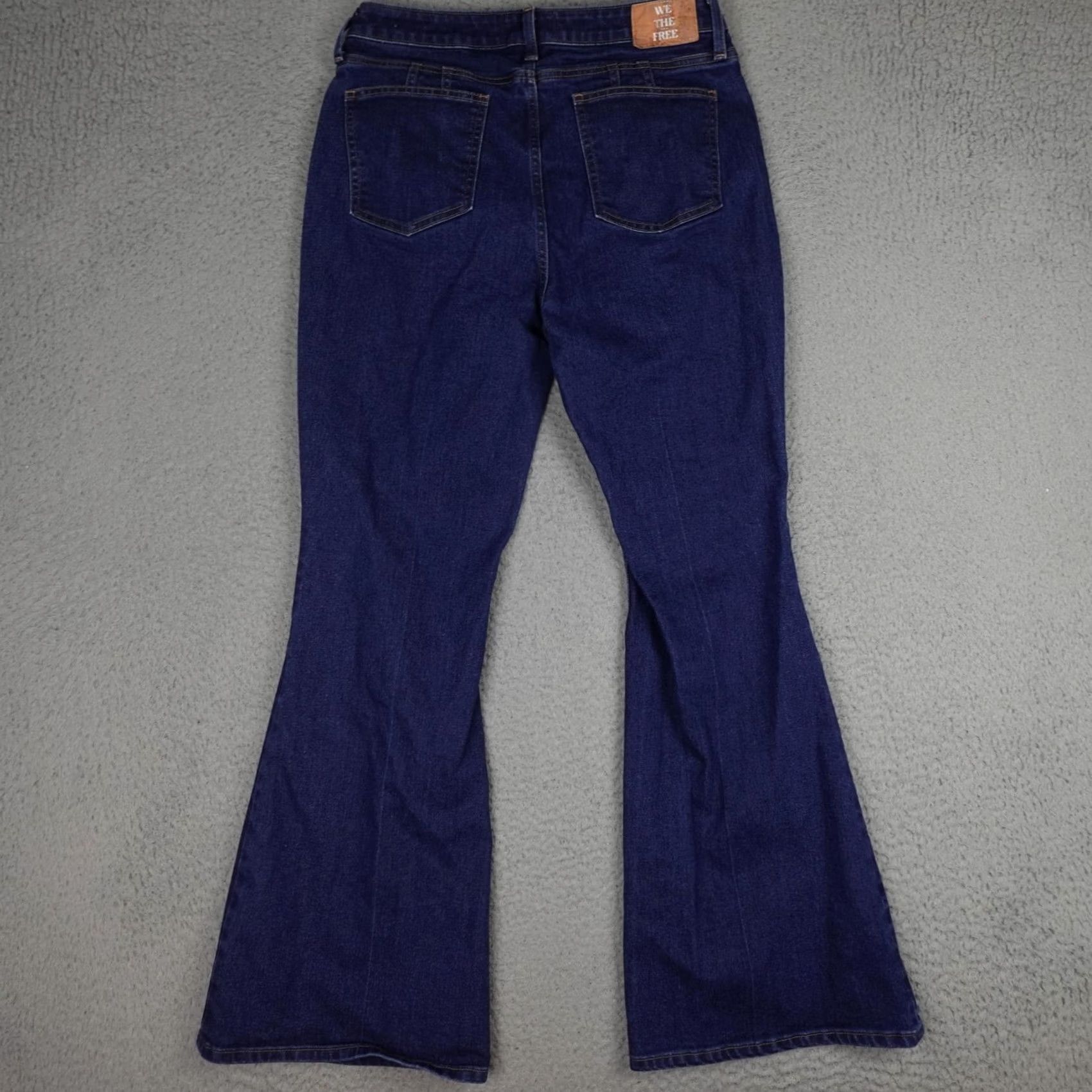 Vintage We The Free Jeans Womens 31 Blue High Rise Flare Leg Stretch Denim Curvy Dark Jeans Size 24" / US 00 / IT 34 - 5 Thumbnail