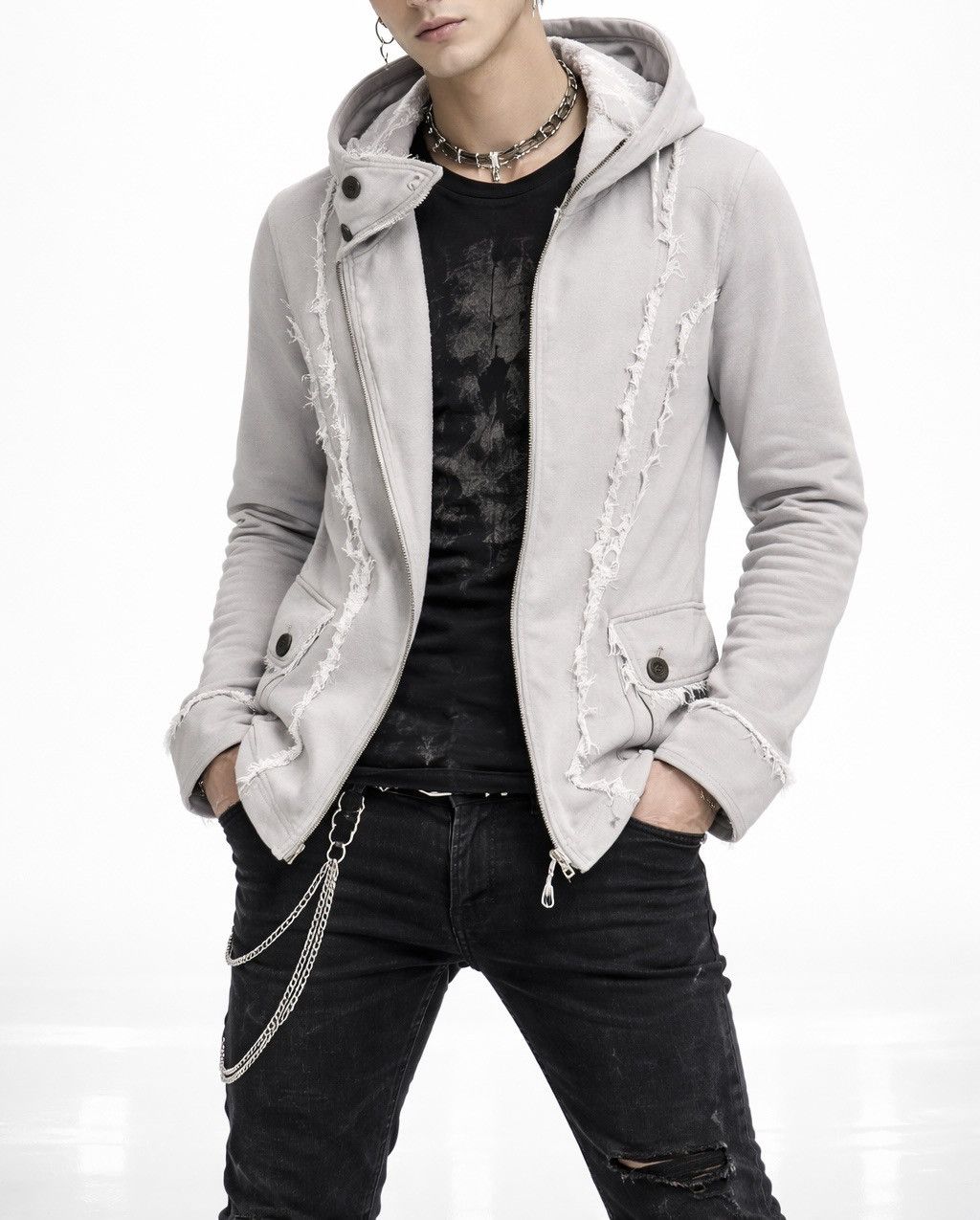 Japanese Brand Anne Kerry Cool Distressed Hooded Jacket – Asymmetrical Size US M / EU 48-50 / 2 - 3 Thumbnail