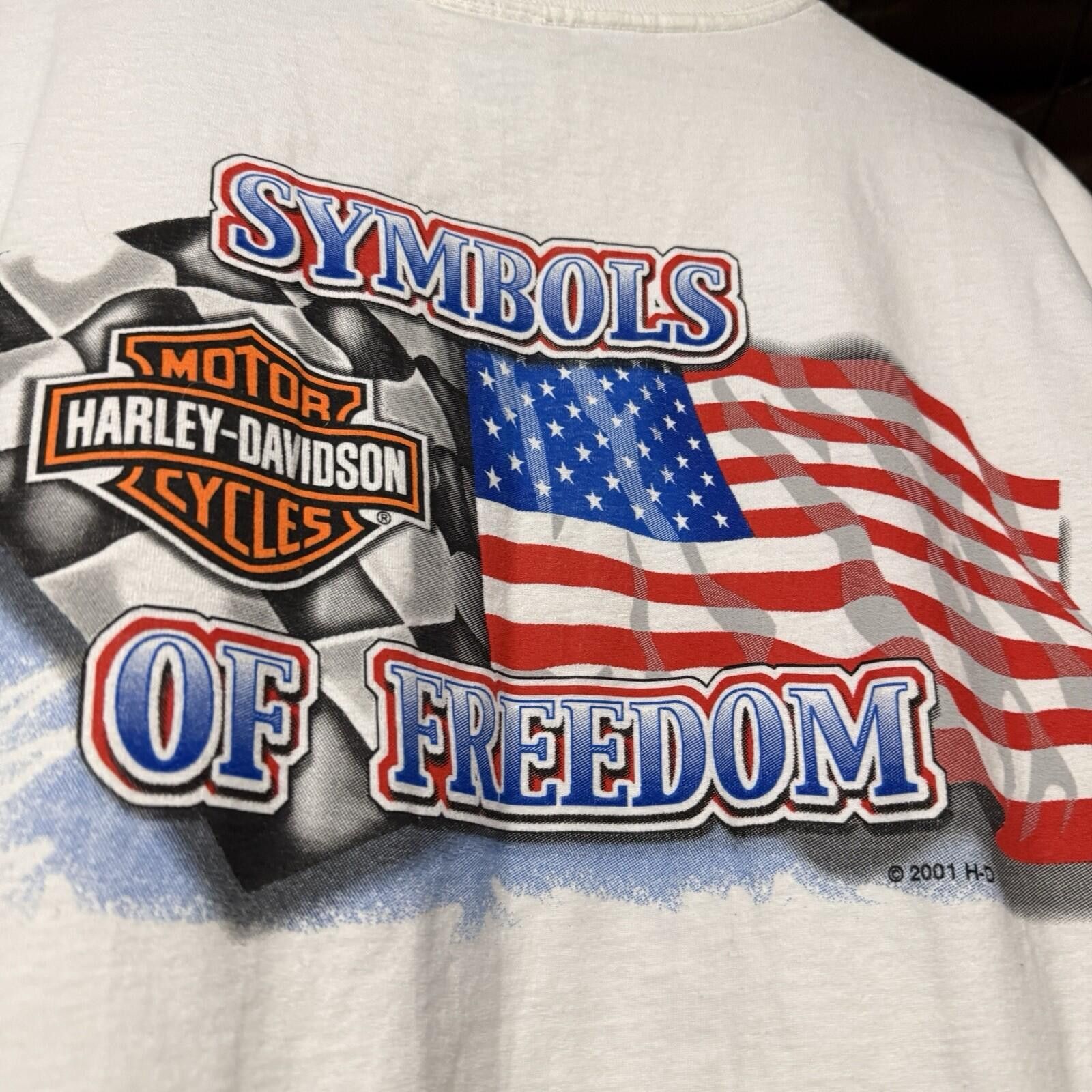 Harley Davidson Vintage 2001 Harley Davidson Freedom T Shirt 3XL White Size US XXL / EU 58 / 5 - 3 Thumbnail
