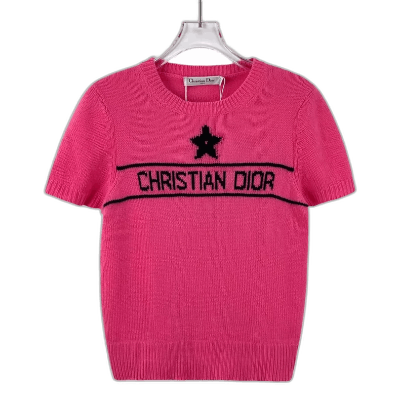 Christian Dior Pink Short Sleeve Knit Top