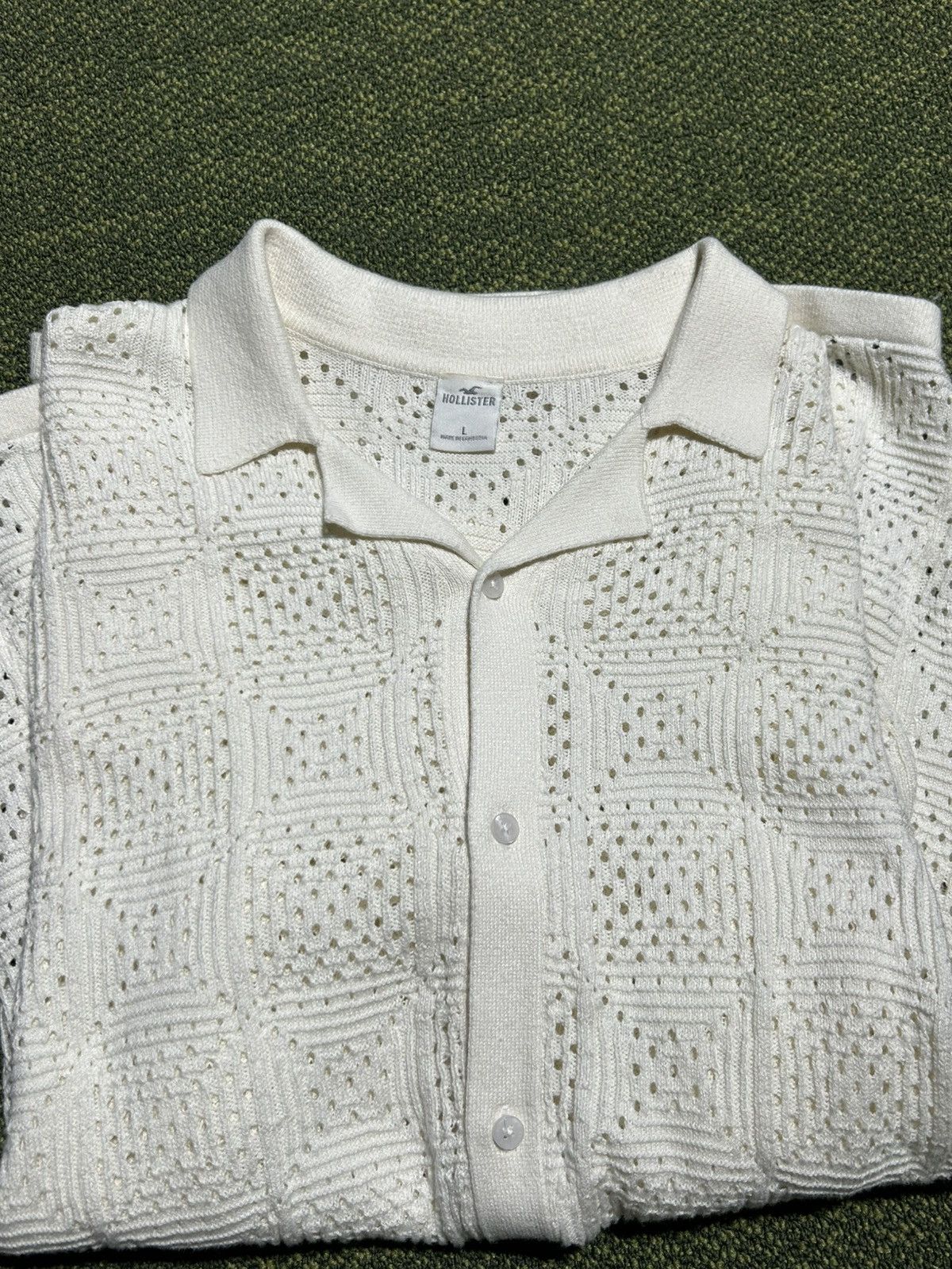 Hollister White Hollister Crochet Button Up Size US L / EU 52-54 / 3 - 2 Thumbnail