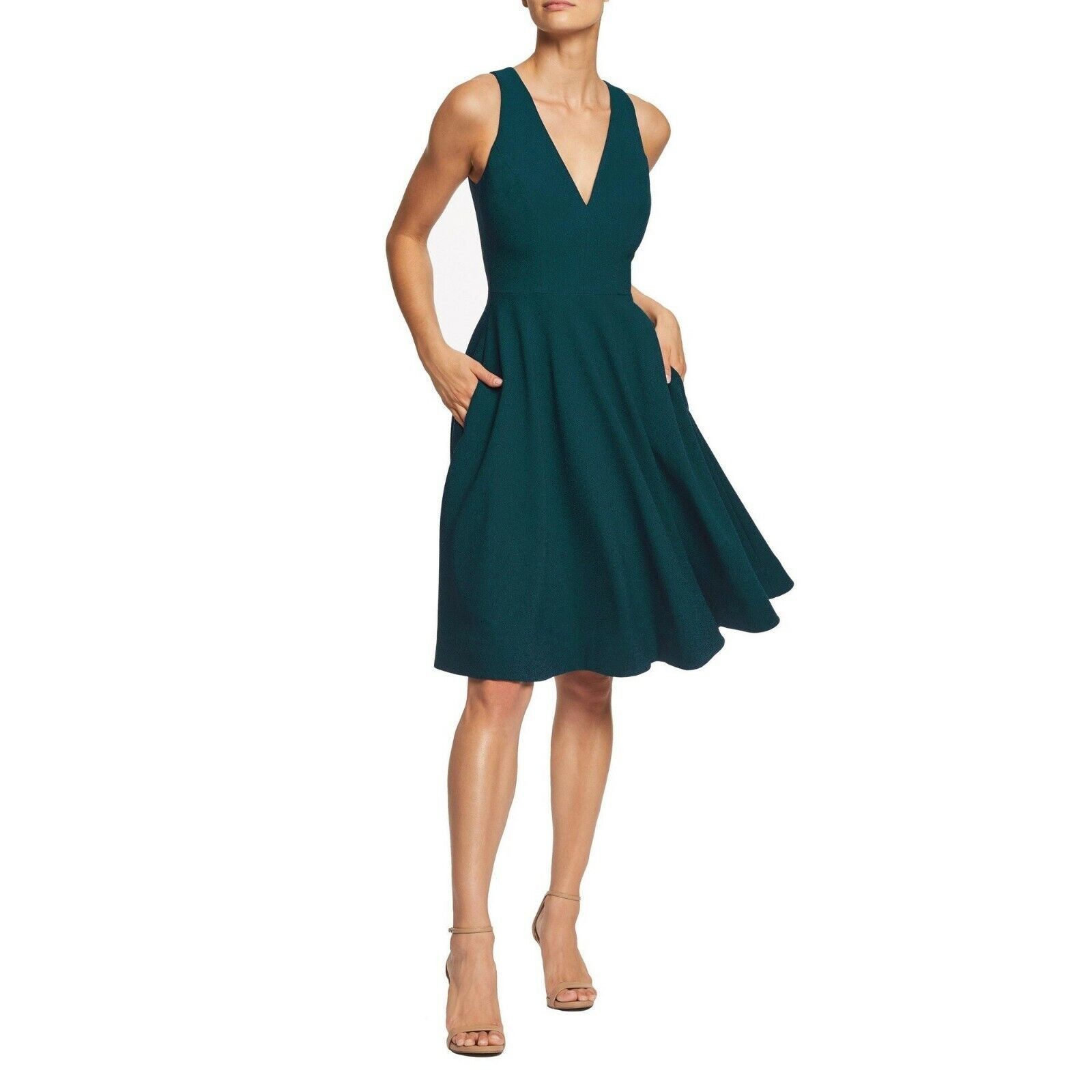 The Unbranded Brand Dress The Population Women Green Fit & Flare Dress Size S Size S / US 4 / IT 40 - 1 Thumbnail