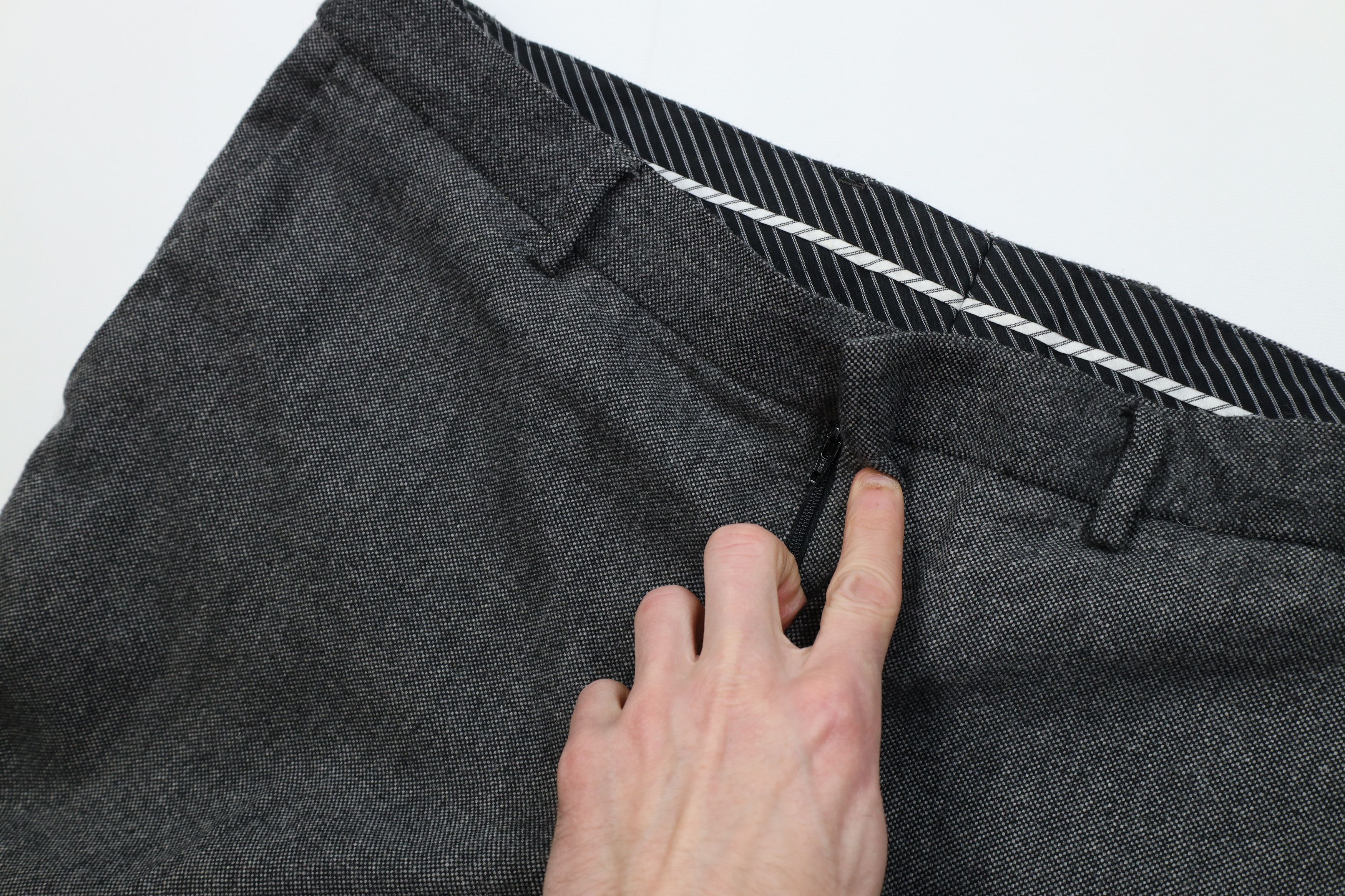 Express Express Flannel Wool Blend Knit Wide Leg Chino Pants Gray Size US 36 / EU 52 - 6 Thumbnail