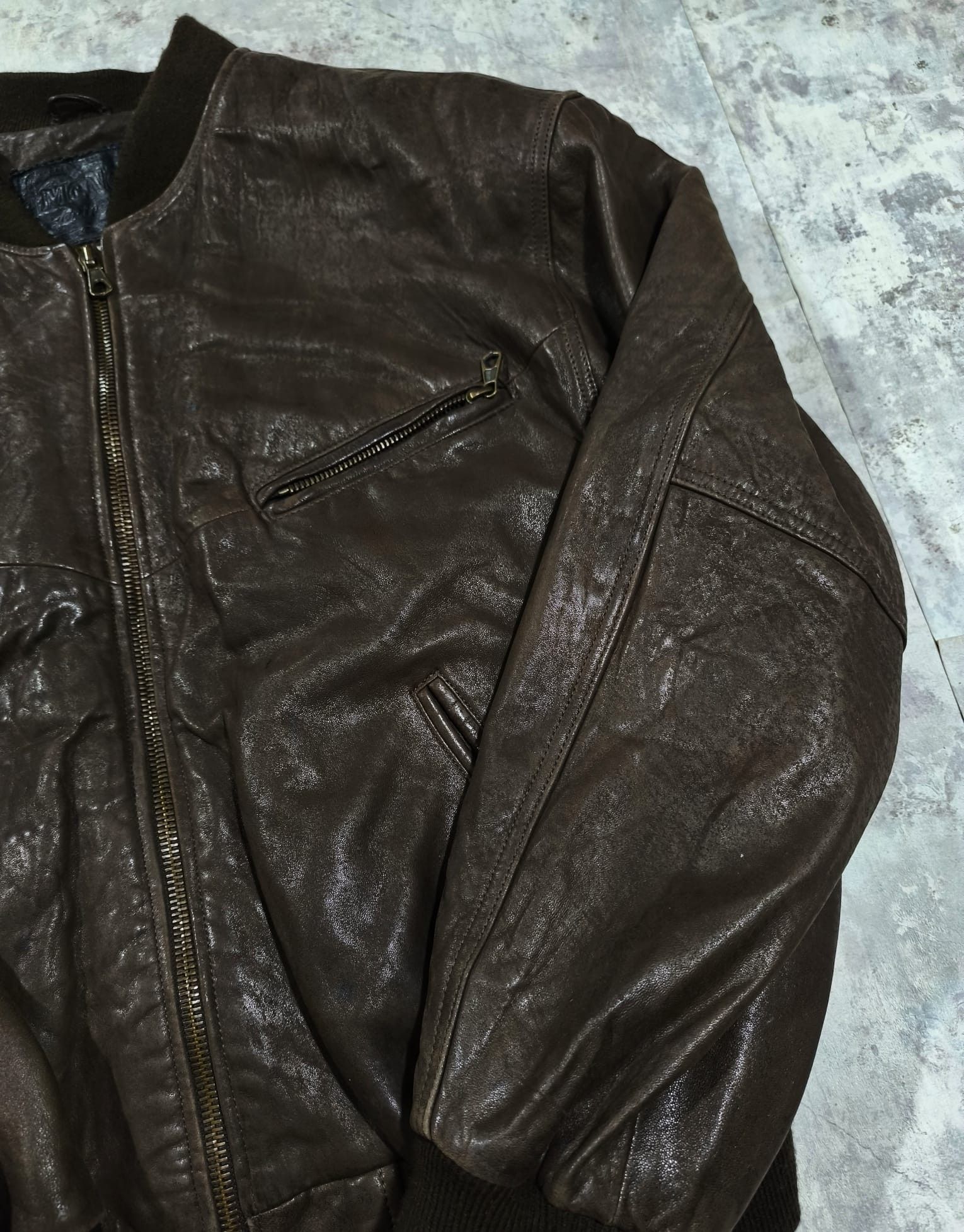 Leather vintage 90s 80s brown leather bomber jacket Size US XL / EU 56 / 4 - 2 Thumbnail