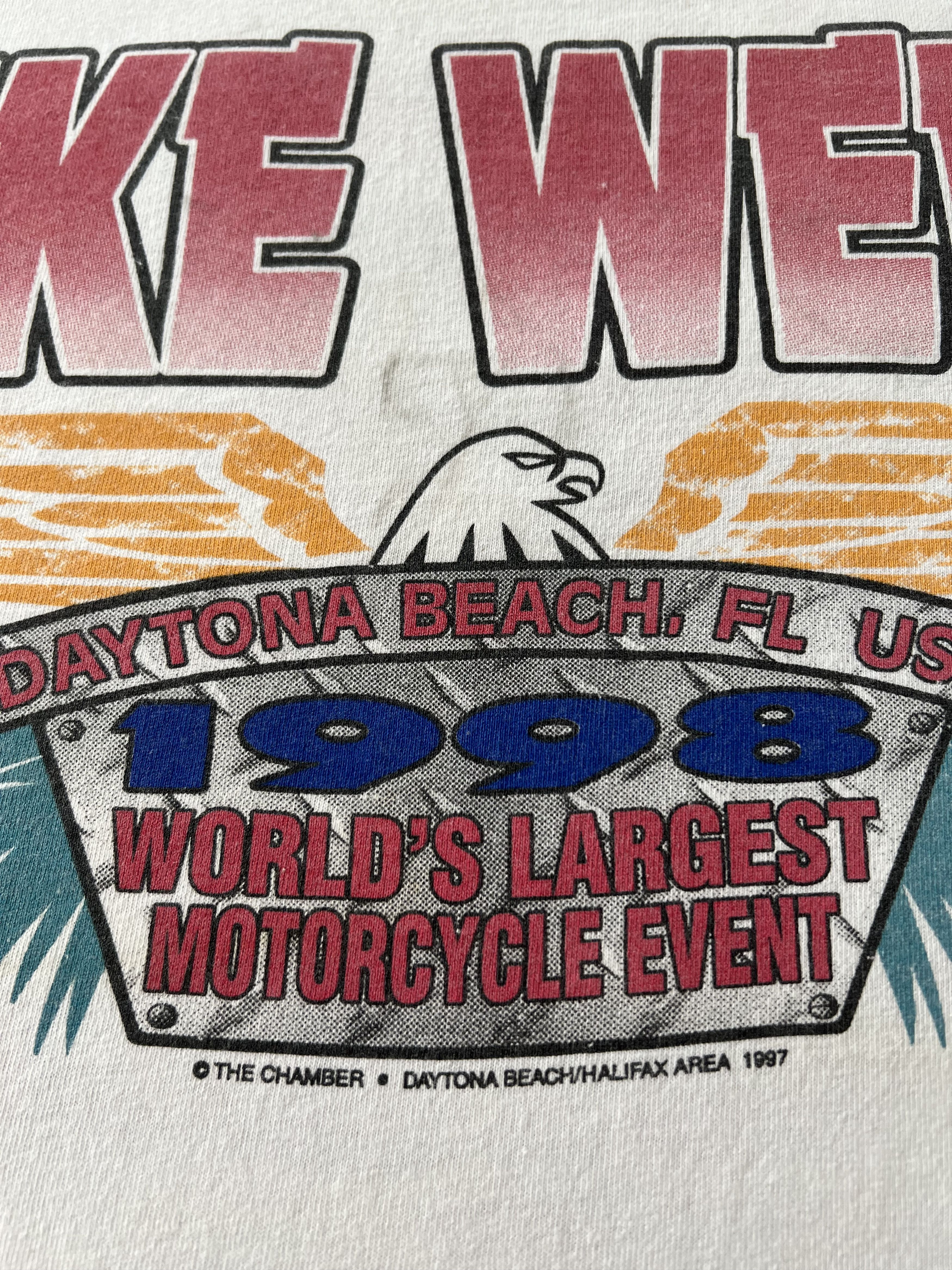 Vintage Vintage 1998 Bike Week Daytona Beach USA Eagle White T-shirt Size US XL / EU 56 / 4 - 4 Thumbnail