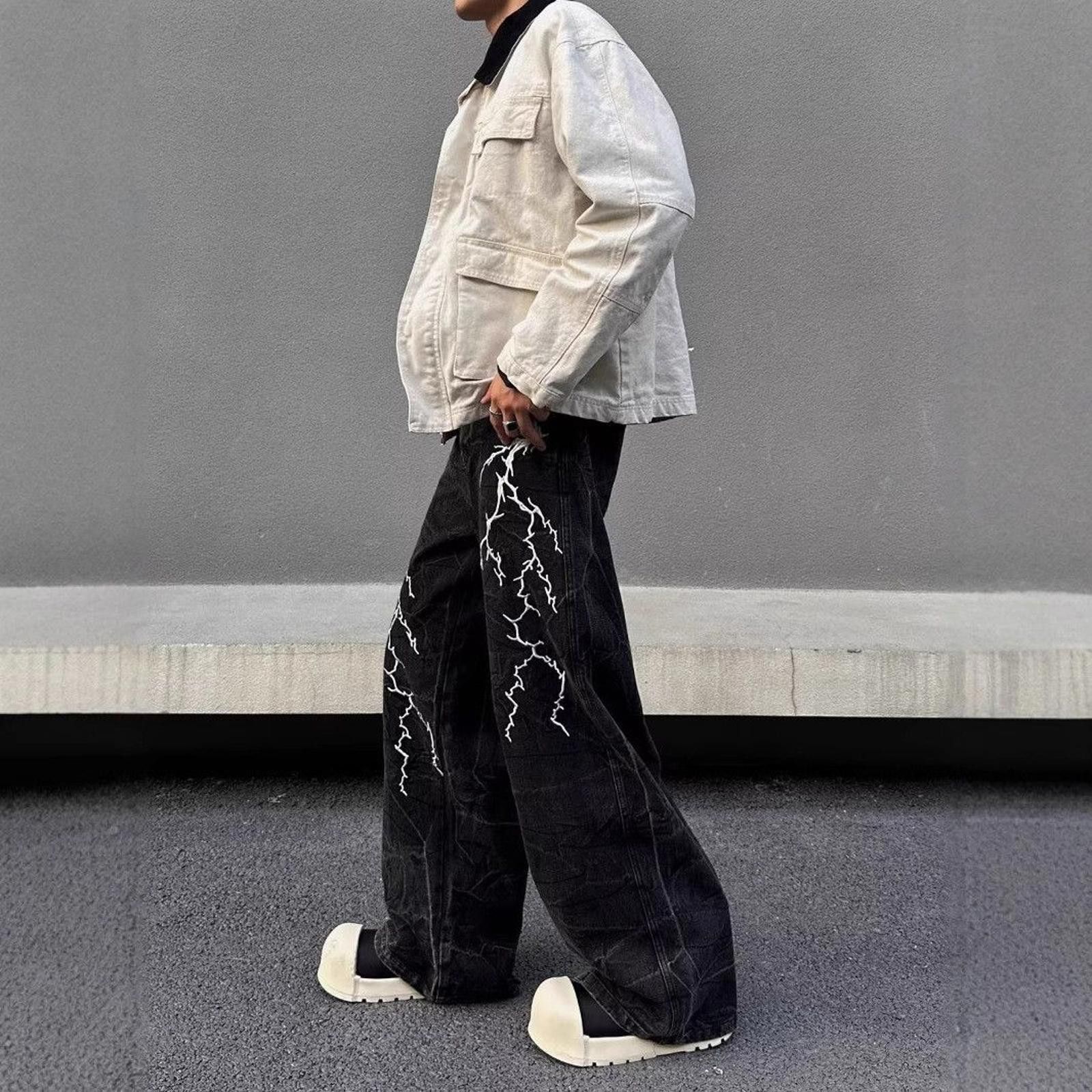 Other Lightning Print Wide Leg Jeans Size US 32 / EU 48 - 2 Thumbnail